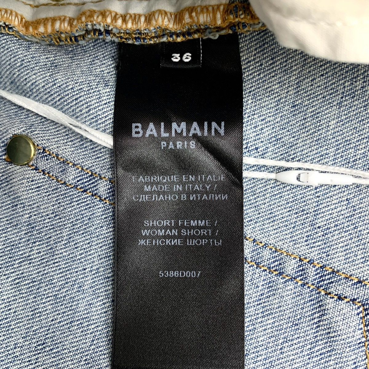 Balmain Balmain Blue Washed Denim Shorts Letter Embroidery K26WX Size 25" / US 0 / IT 36 - 7 Thumbnail