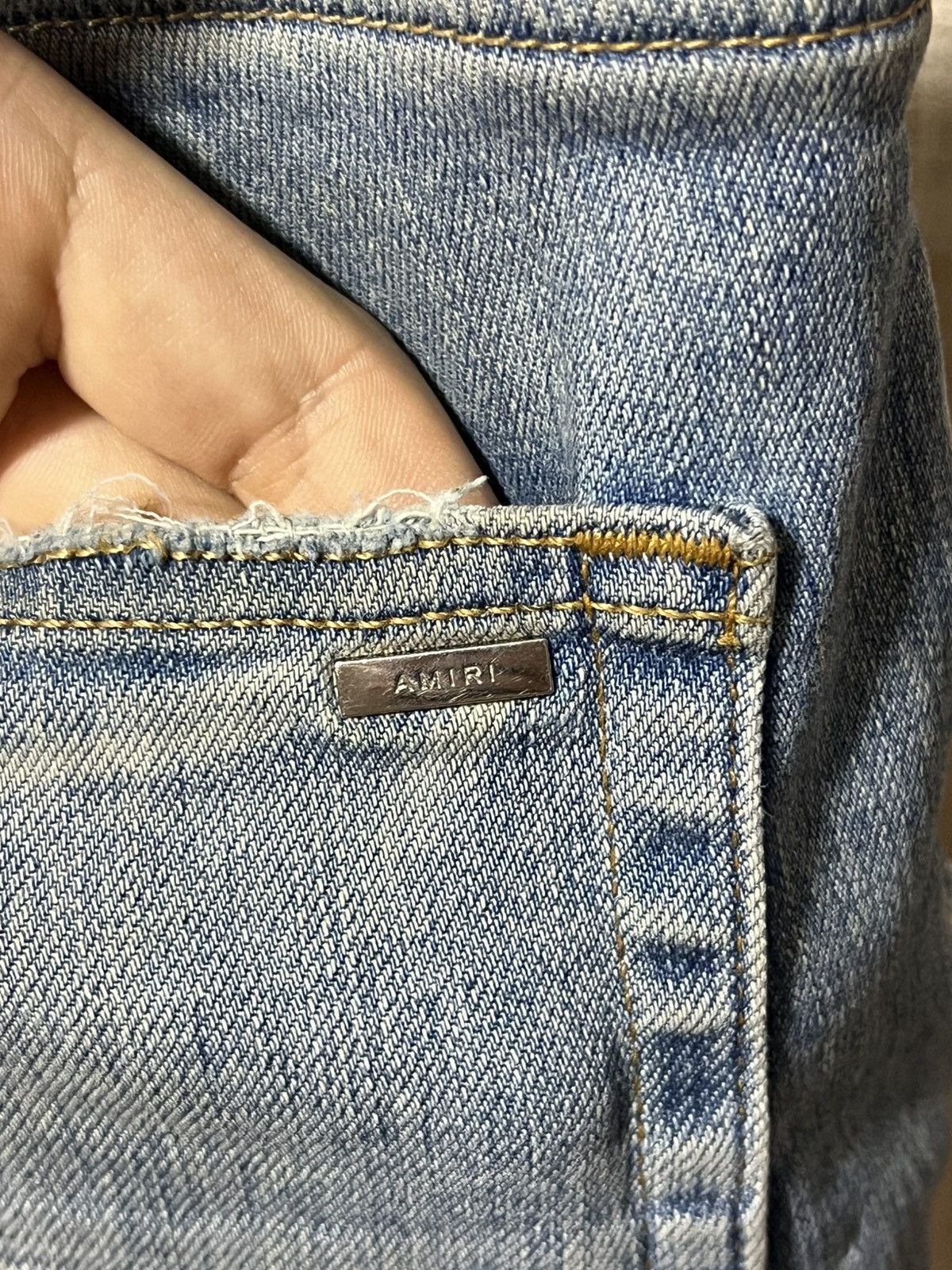 Amiri AMIRI BLUE DISTRESSED SLIM JEANS Size US 34 / EU 50 - 14 Thumbnail