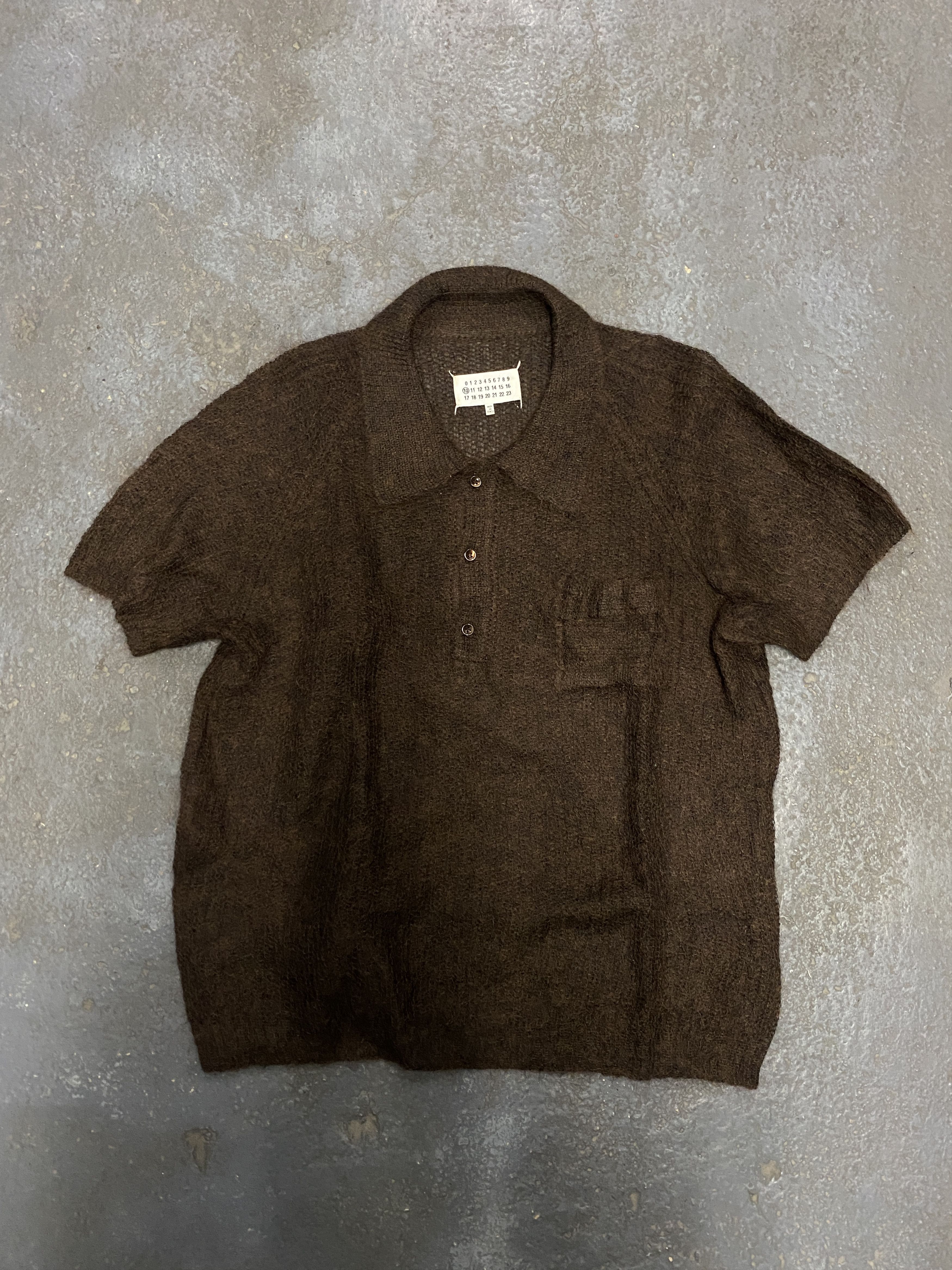 image of Maison Margiela S/s 2018 Dark Brown Mohair Blend Polo, Men's (Size Large)