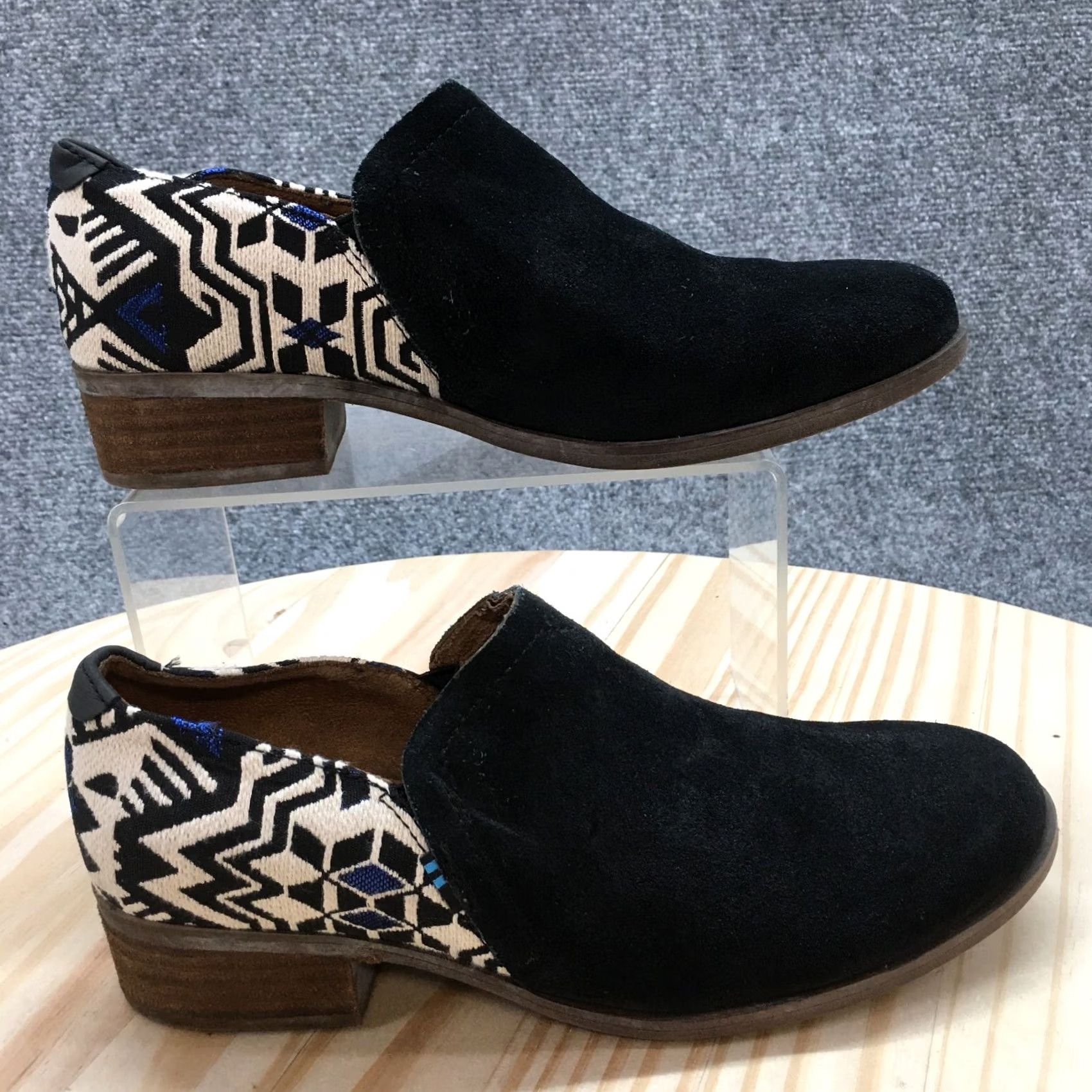 Toms TOMS Boots Shaye Casual Slip On Low Ankle Bootie Black Suede Womens 6.5 Shoe Size M Block Heel Pattern Solid Casual Shoe Size US 7 / IT 37 - 2 Thumbnail