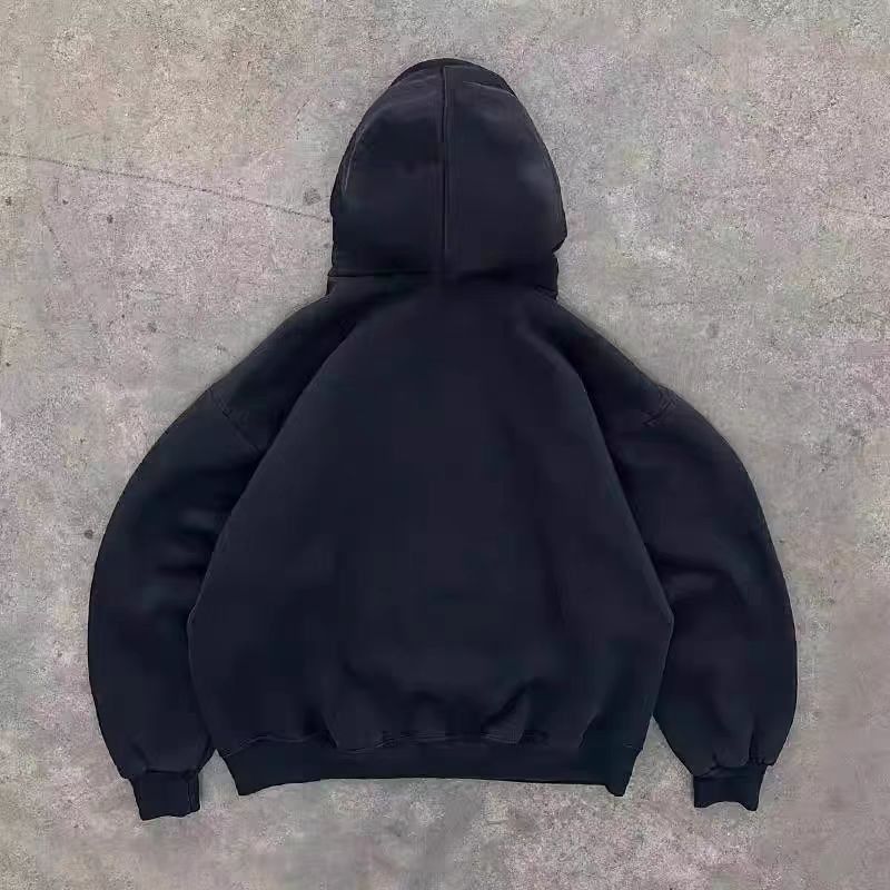 Japanese Brand Black retro solid color cotton hoodie y2k Size US M / EU 48-50 / 2 - 2 Thumbnail