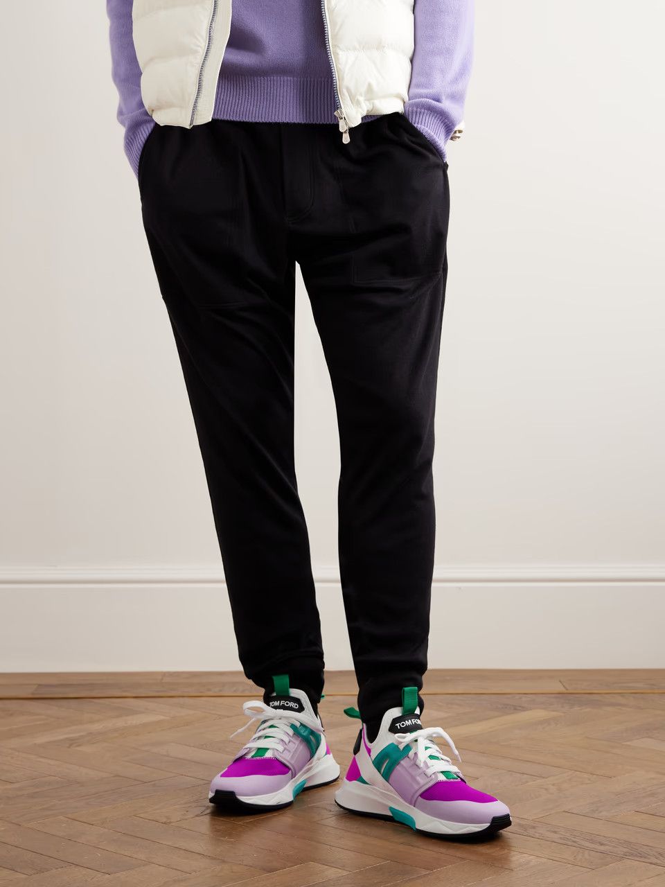 Tom Ford o1loc1c0824 Jago Scuba, Mesh & Leather Sneakers Multicolor Size US 11.5 / EU 44-45 - 2 Thumbnail