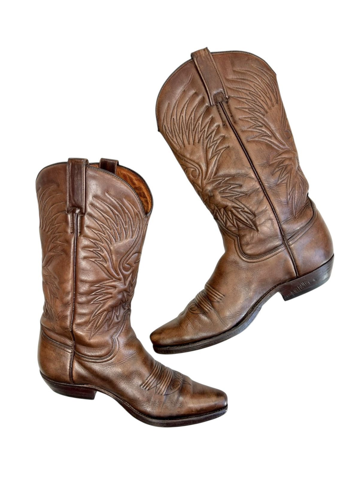 Cowboy Equipment Vintage Western Cowboy Leather Brown boots Size US 7 / IT 37 - 2 Thumbnail