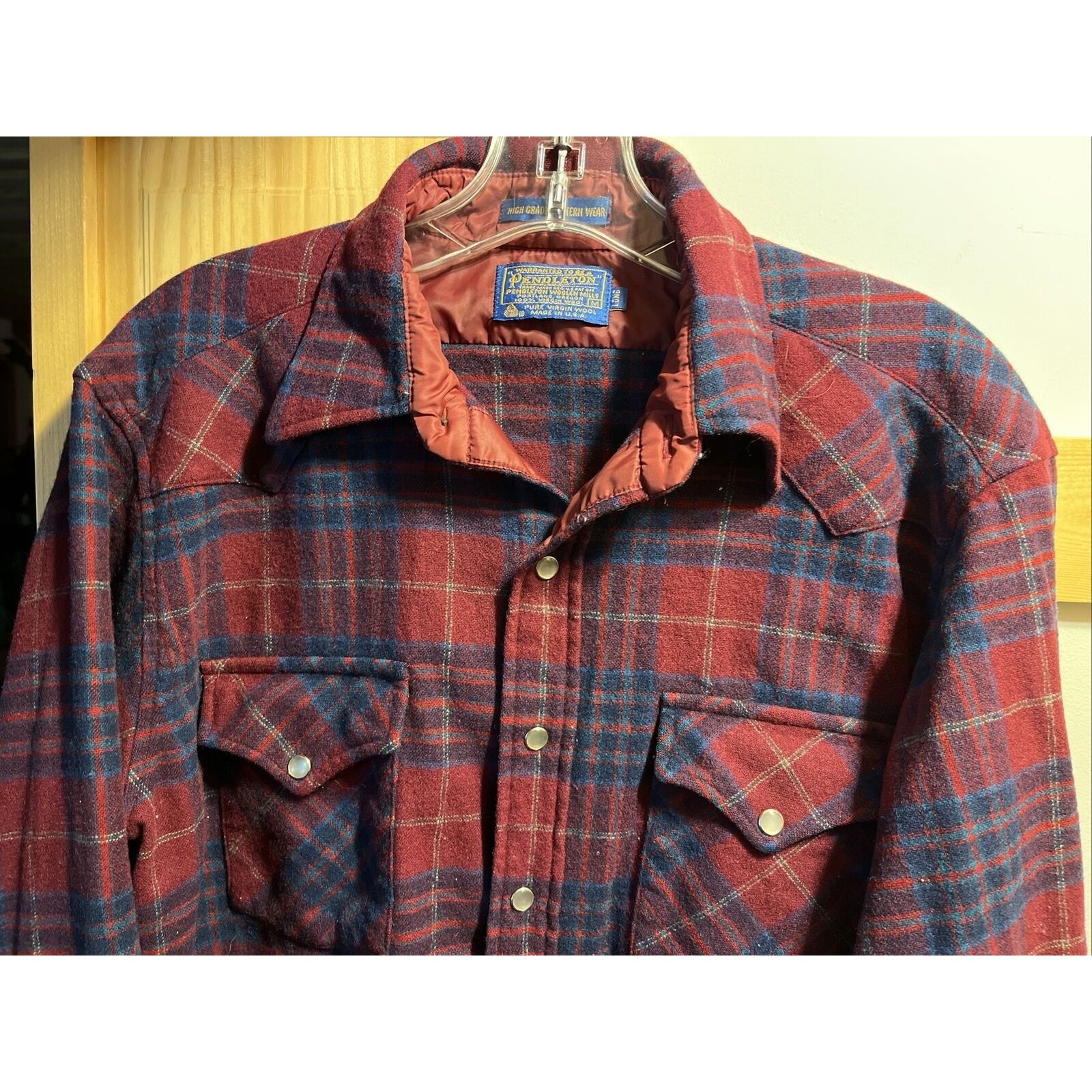 Pendleton Pendleton High Grade Men’s M Red Plaid Pearl Snap Wool Shirt Size US M / EU 48-50 / 2 - 4 Thumbnail