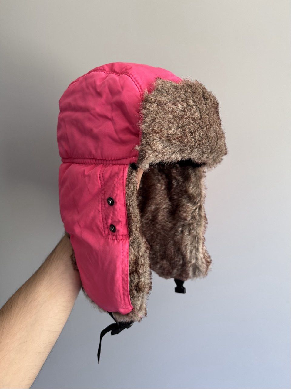 Japanese Brand Vintage Pink Nylon Ushanka Fuzzy Warm Trapper Fur Hat Size ONE SIZE - 2 Thumbnail