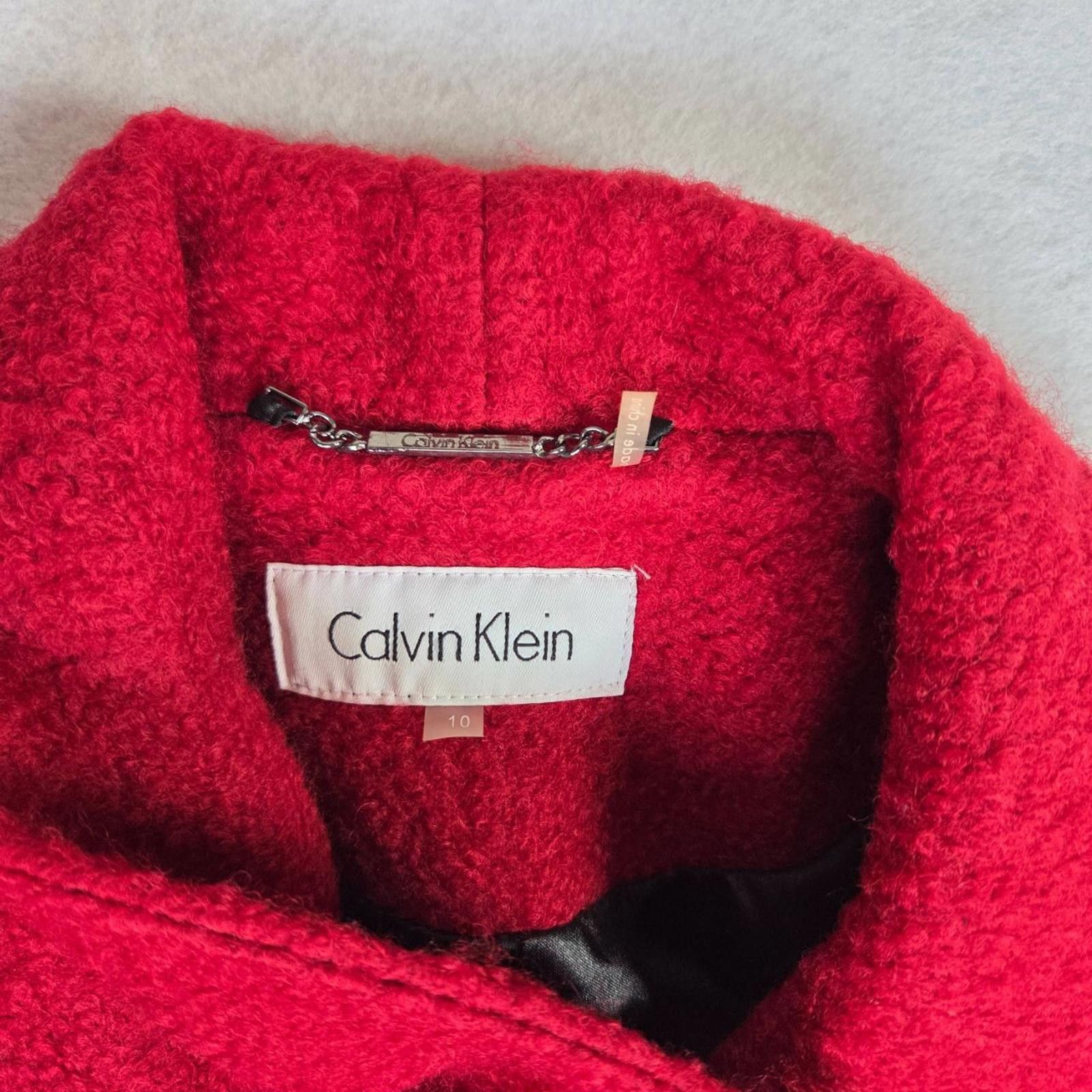 Calvin Klein Calvin Klein Womens Size 10 Red Asymmetric Button Coat Wool Size L / US 10 / IT 46 - 10 Thumbnail