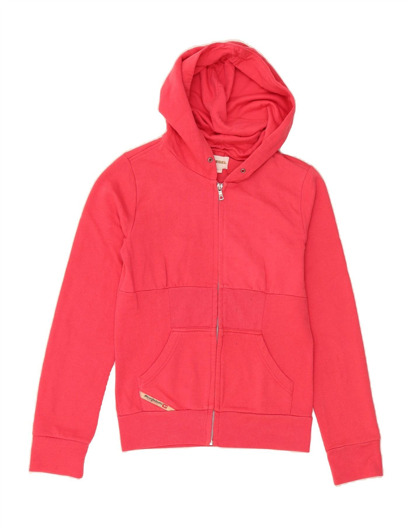 Diesel Womens Zip Hoodie Sweater UK 10 Small Pink Polyester Size S / US 4 / IT 40 - 1 Thumbnail