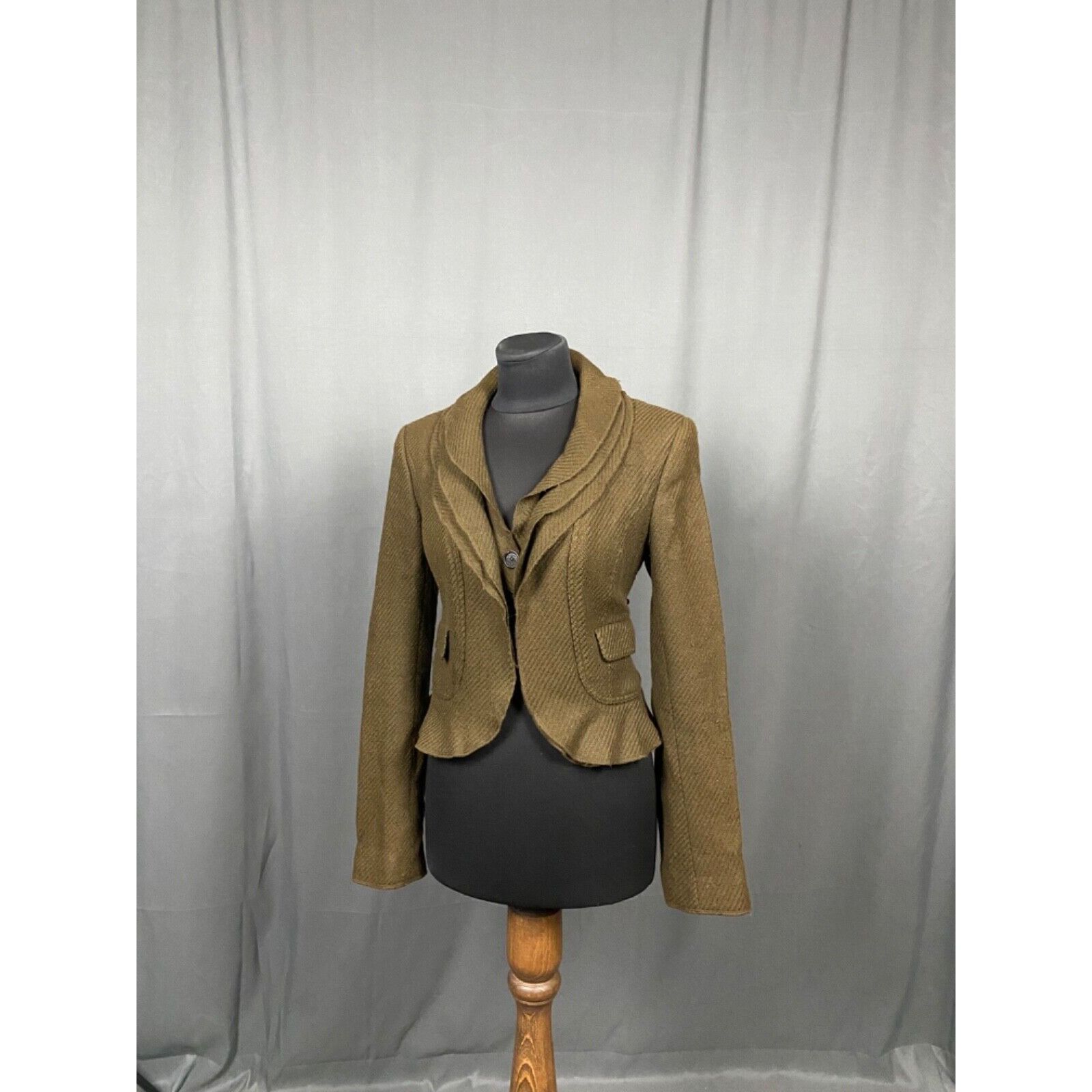 Burberry MINT! Burberry Herringbone Sample Green Brown Wool Blazer Ja Size M / US 6-8 / IT 42-44 - 4 Thumbnail