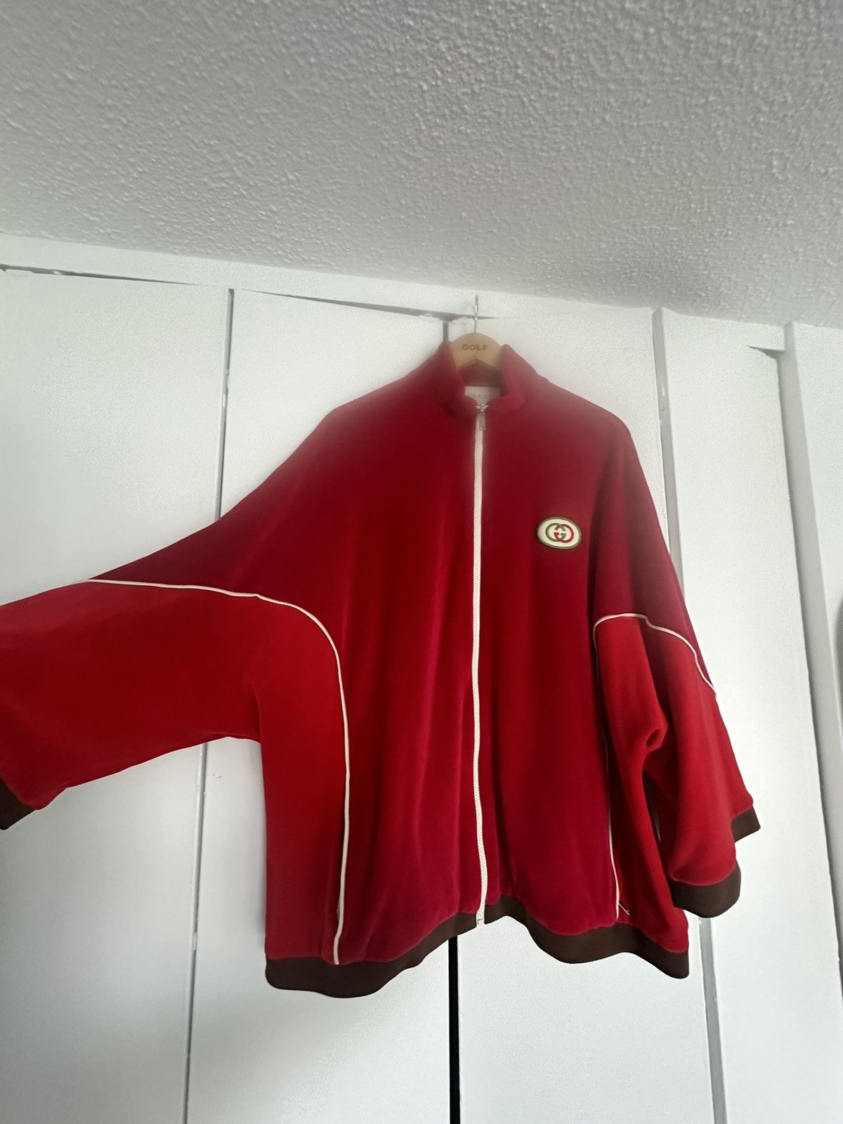 image of Gucci Cherry Red Chenille Kimono, Men's (Size Medium)