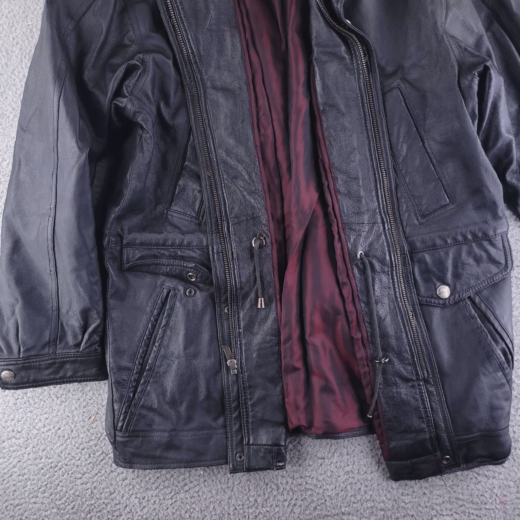Vintage Wilsons Leather Coat Mens M Black Overcoat Real Genuine Leather Jacket Pattern Solid Vintage No Size US M / EU 48-50 / 2 - 2 Thumbnail
