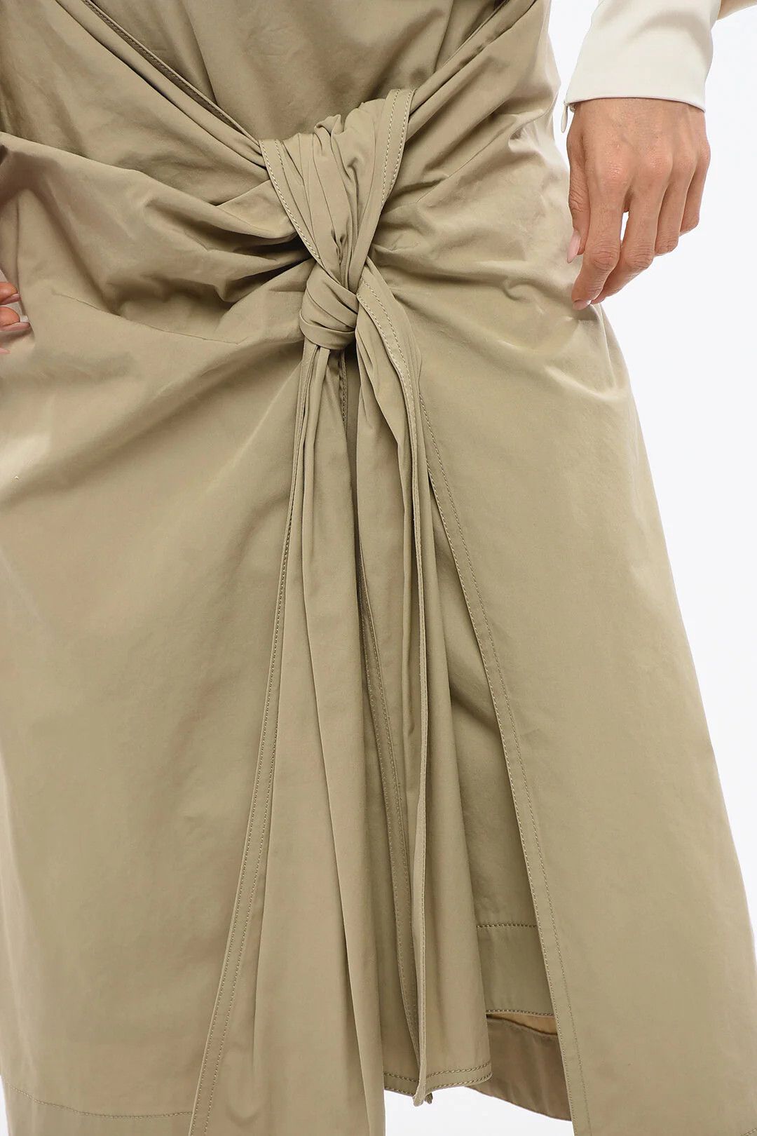 Bottega Veneta og1mm0426 Poplin Midi Skirt in Beige Size 28" / US 6 / IT 42 - 3 Thumbnail