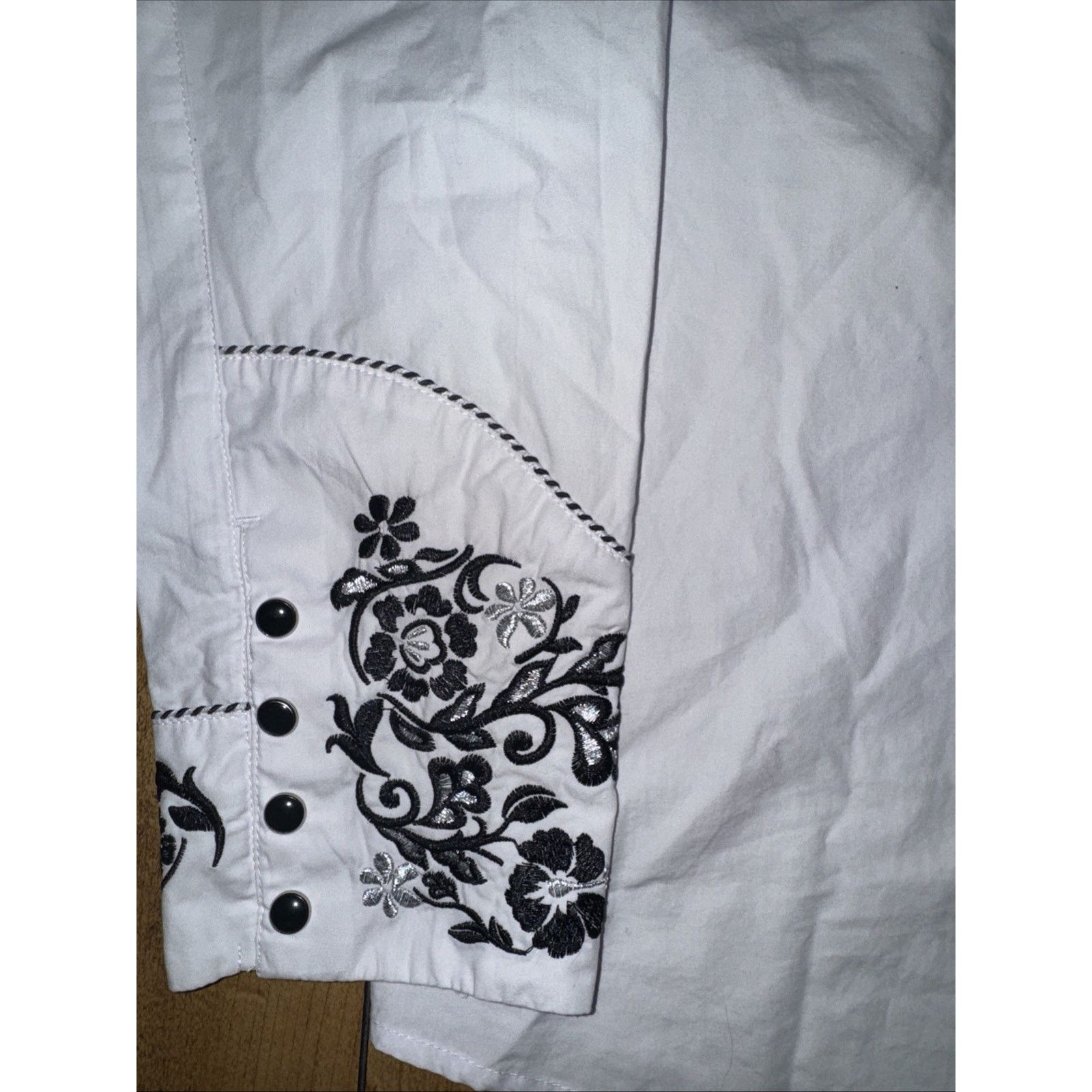 Vintage Salvaje Oeste Western Pearl Snap Shirt White L 22x28 Size US L / EU 52-54 / 3 - 2 Thumbnail
