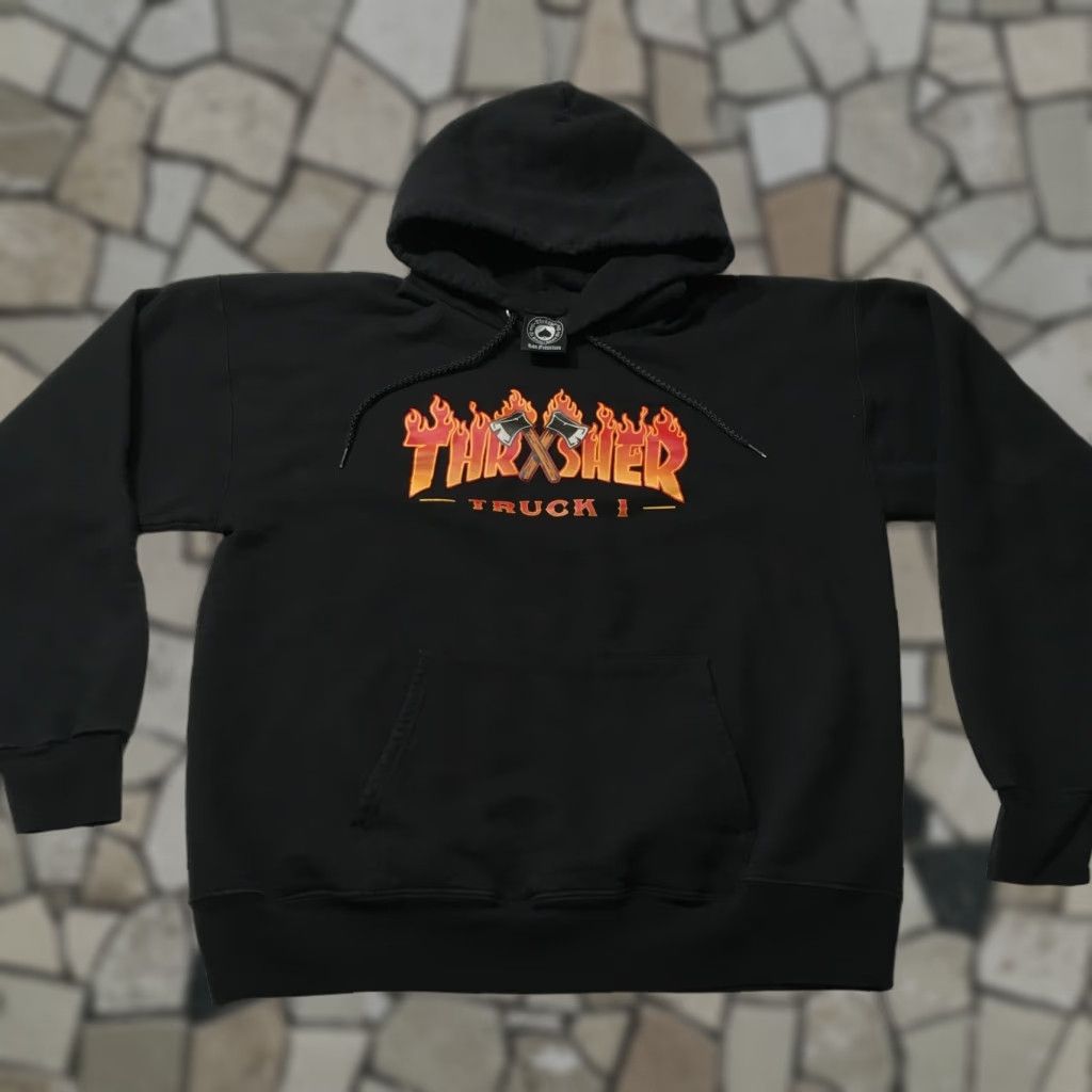 Thrasher Thrasher Hoodie Black MEDIUM Skateboard Logo Pullover Hooded Sweatshirt Mens Size M Graphic Print Long Sleeve Crew Neck Vintage No Size US M / EU 48-50 / 2 - 1 Thumbnail