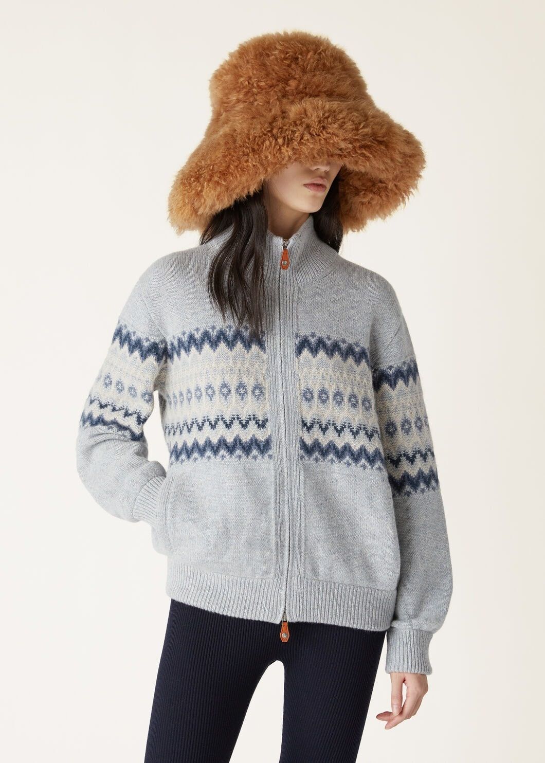 Loro Piana o1w1db10825 FAO6313 Alpe Pile Bomber Sweater in Light Blue Size M / US 6-8 / IT 42-44 - 4 Thumbnail