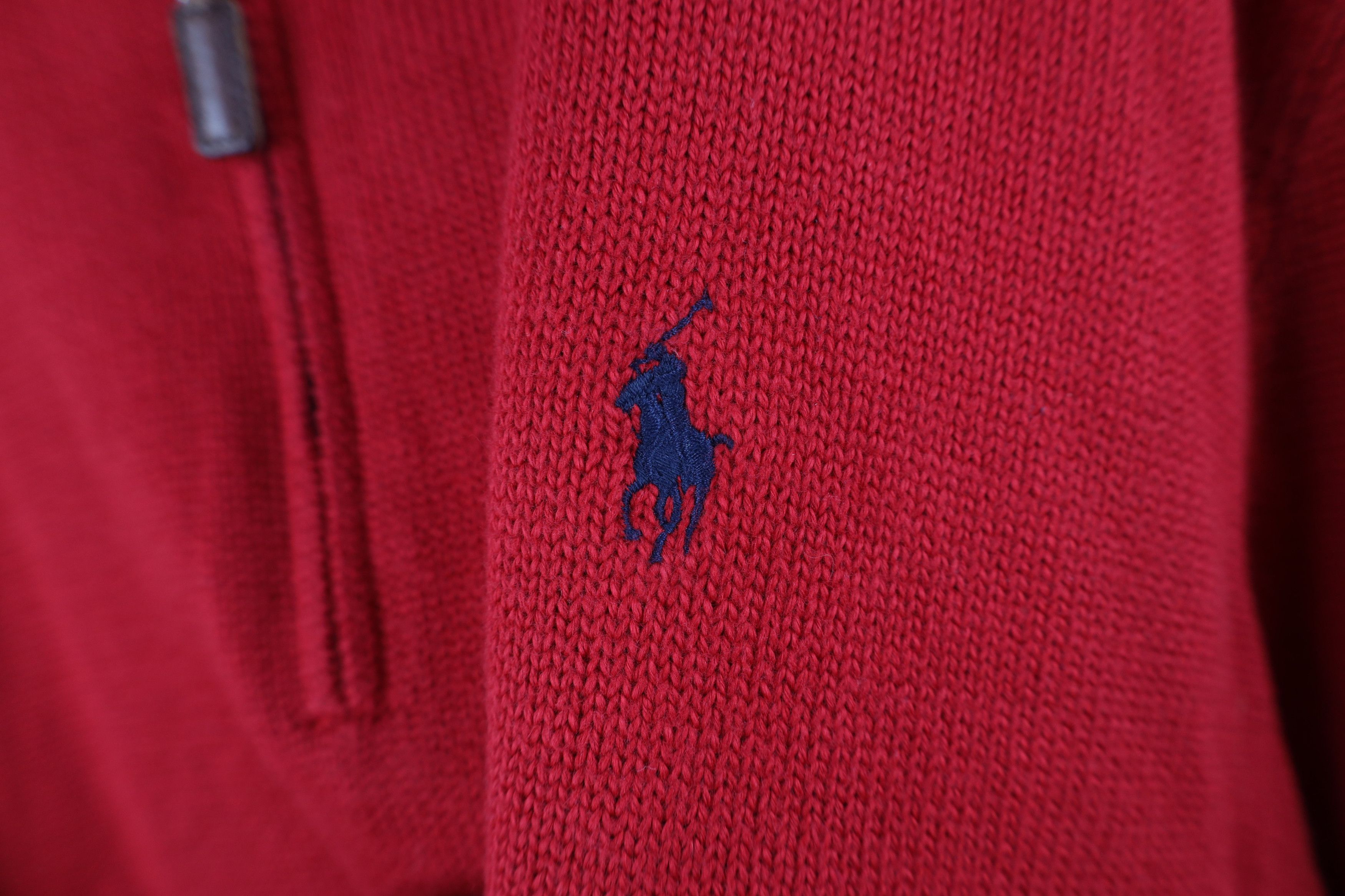 Ralph Lauren Vintage 90s Ralph Lauren Ribbed Knit Half Zip Sweater Red Size US XL / EU 56 / 4 - 4 Thumbnail