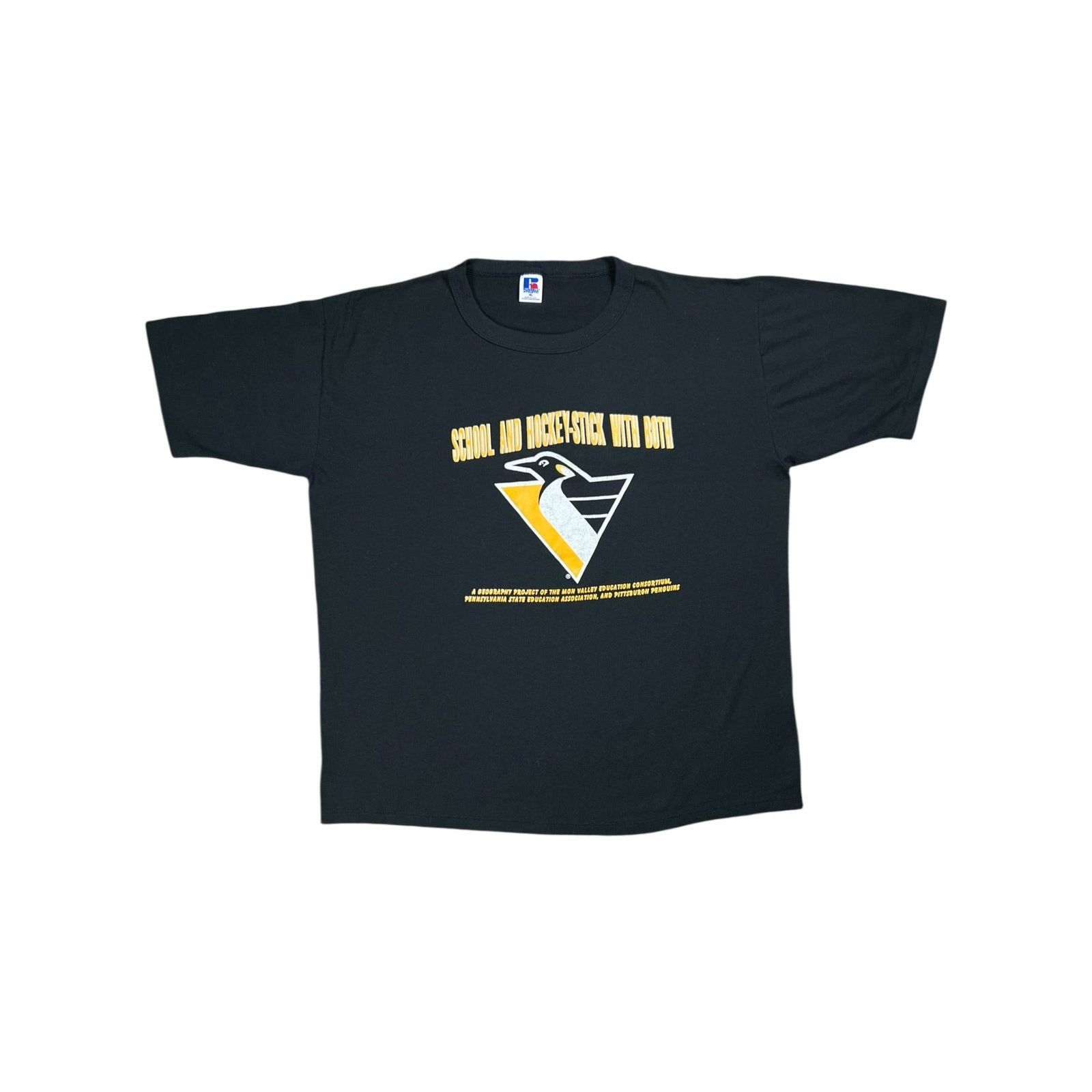NHL × Russell Athletic × Vintage 1990s Russell Pittsburgh Penguins School and Hockey tee Size US XL / EU 56 / 4 - 1 Thumbnail