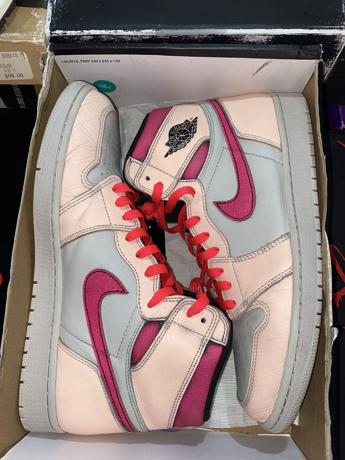 image of Nike Jordan 1 Retro High OG Color “Sb Nyc To Paris” Shoes in Pink/White, Men's (Size 12)