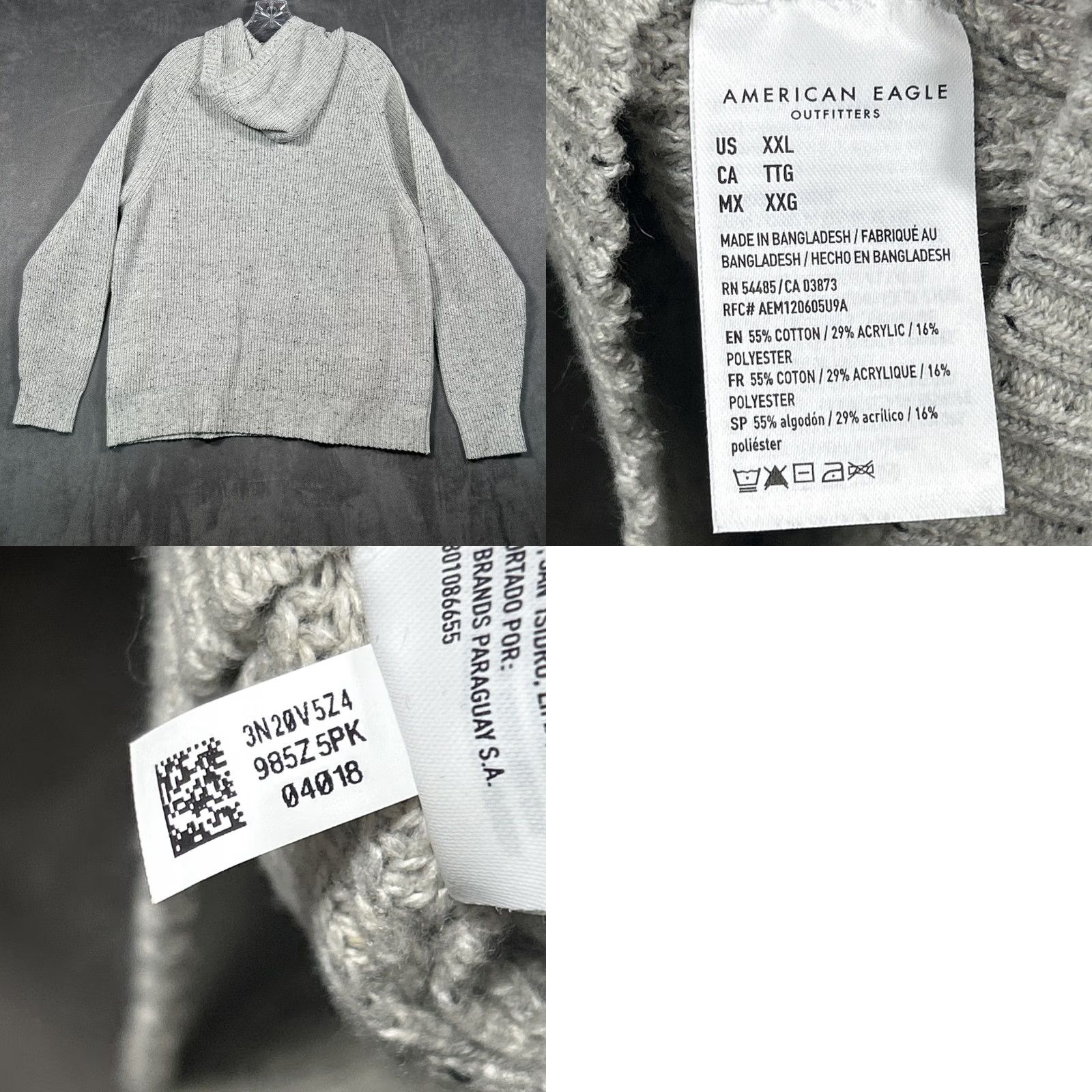 American Eagle Outfitters American Eagle Outfitters Hoodie Mens XXL Pullover Sweater Knit Ribbed Ivory Drawstring Size US XXL / EU 58 / 5 - 8 Thumbnail