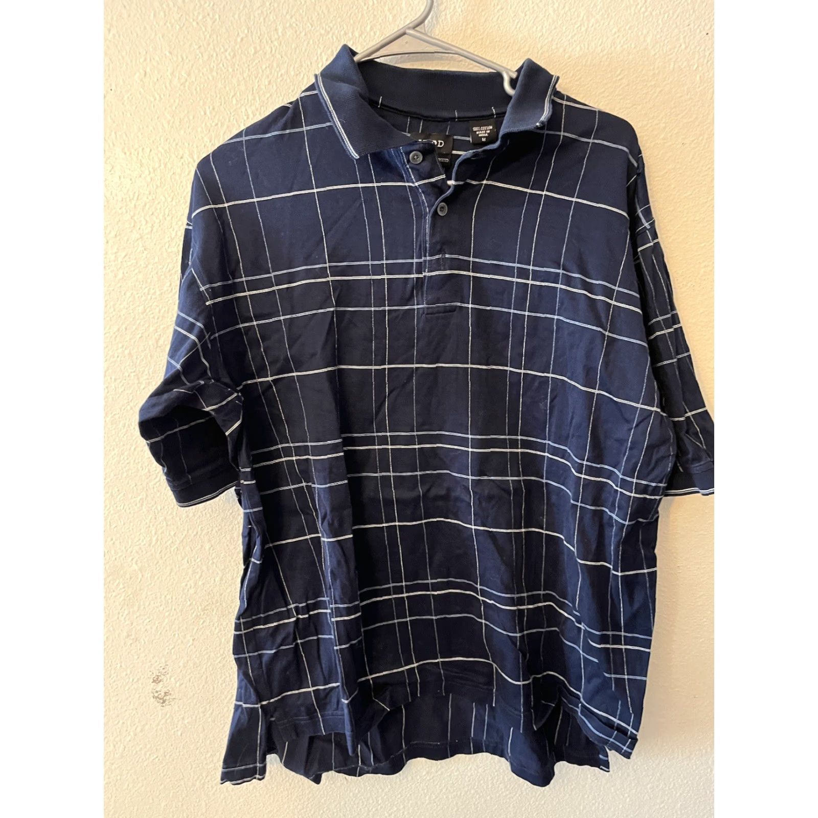 Izod IZOD GOLF POLO SHIRT Men's Size Medium Navy Blue Plaid Wash Casual Size US M / EU 48-50 / 2 - 2 Thumbnail