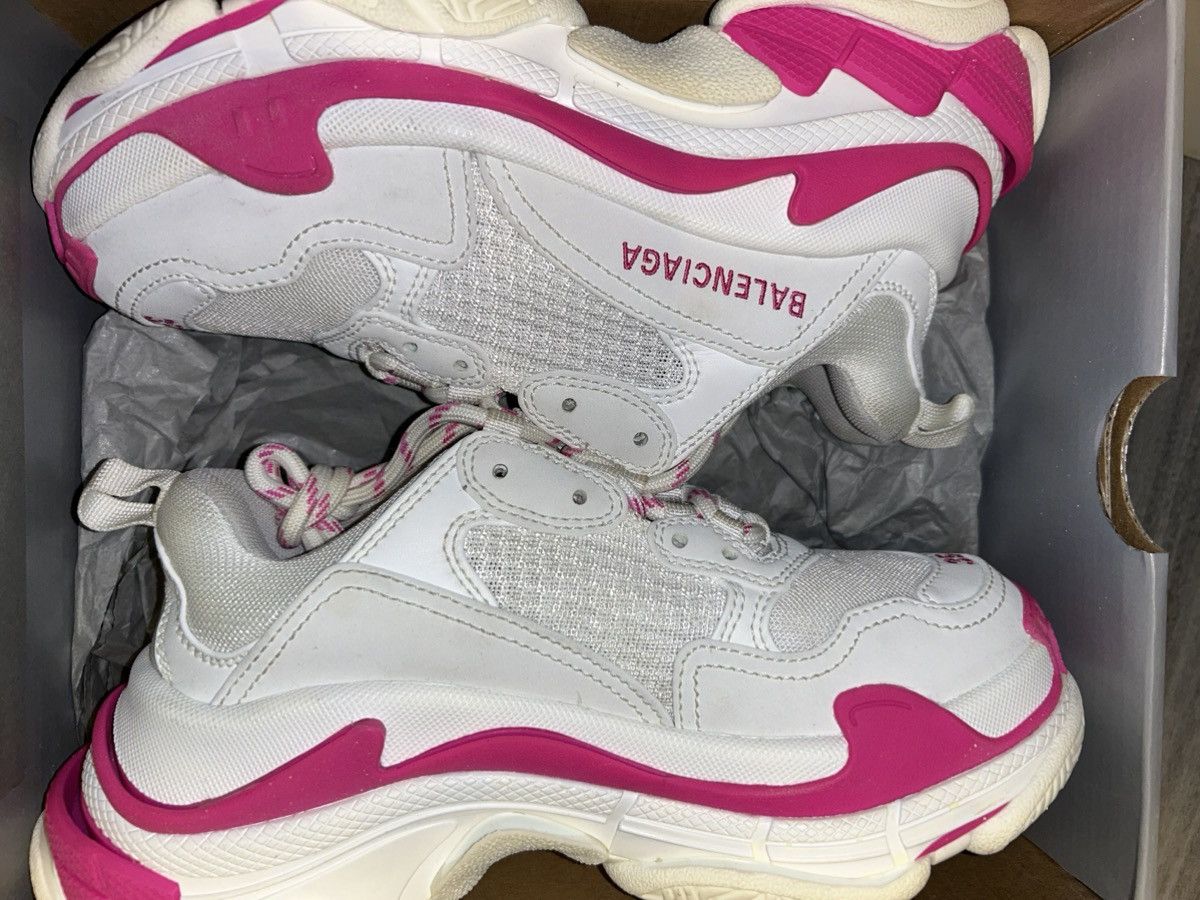 White/beige/pink Balenciaga Triple S
