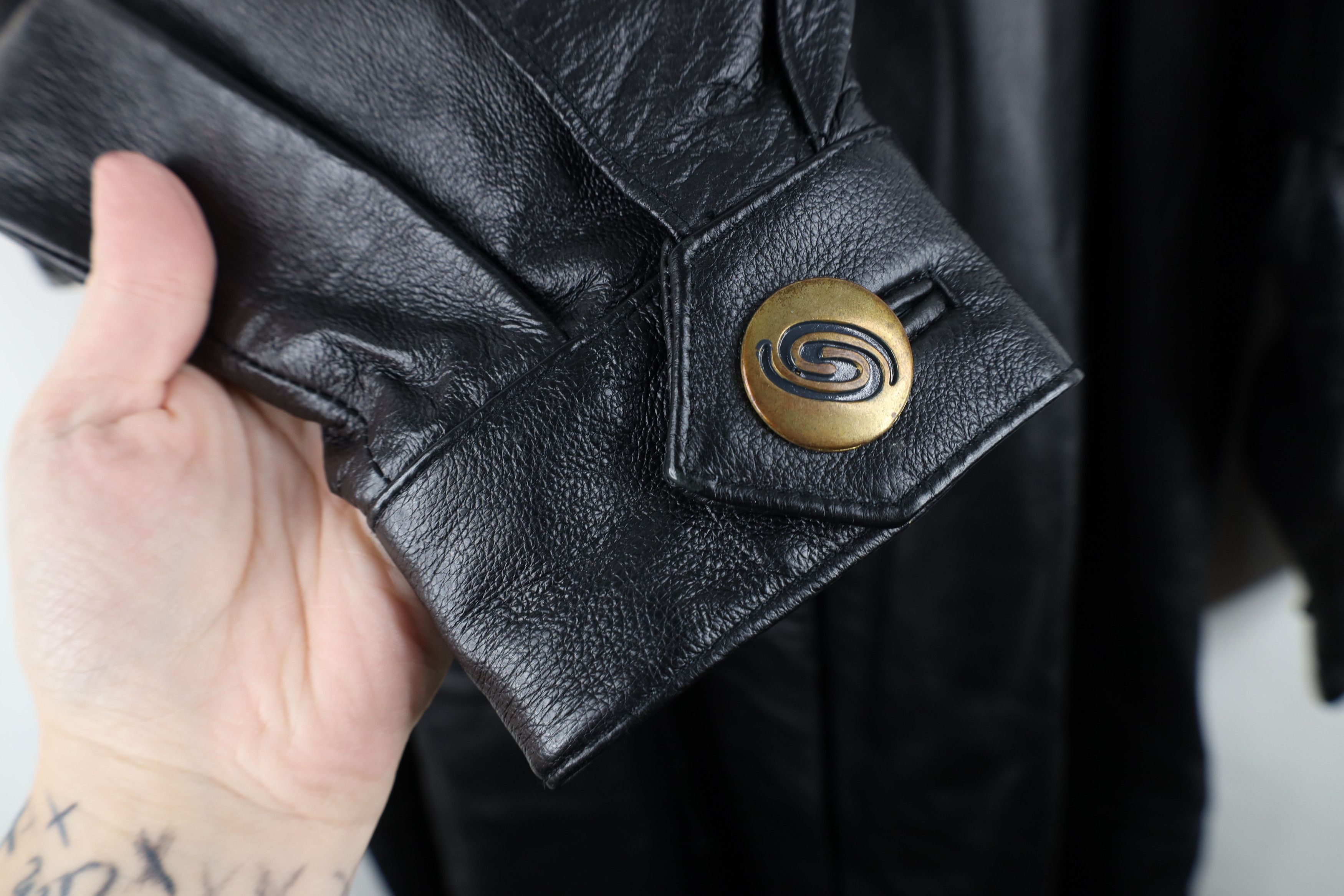 Vintage Vintage 90s Streetwear Heavy Leather Trench Coat Jacket Size M / US 6-8 / IT 42-44 - 7 Thumbnail