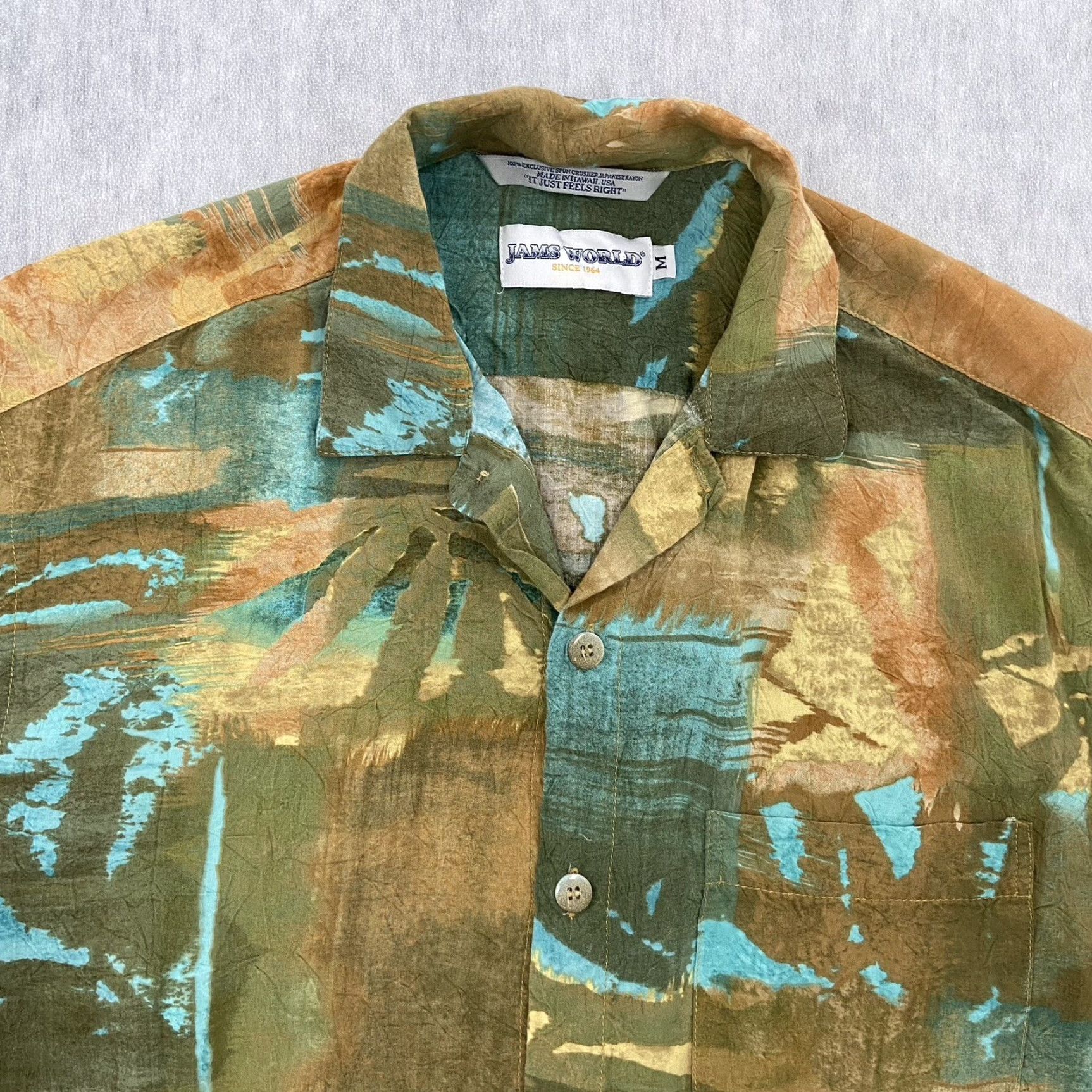 Jams World VINTAGE Jams World Hawaiian Shirt Mens Adult Medium Green Rayon Geometric 90s Casual Size US M / EU 48-50 / 2 - 3 Thumbnail