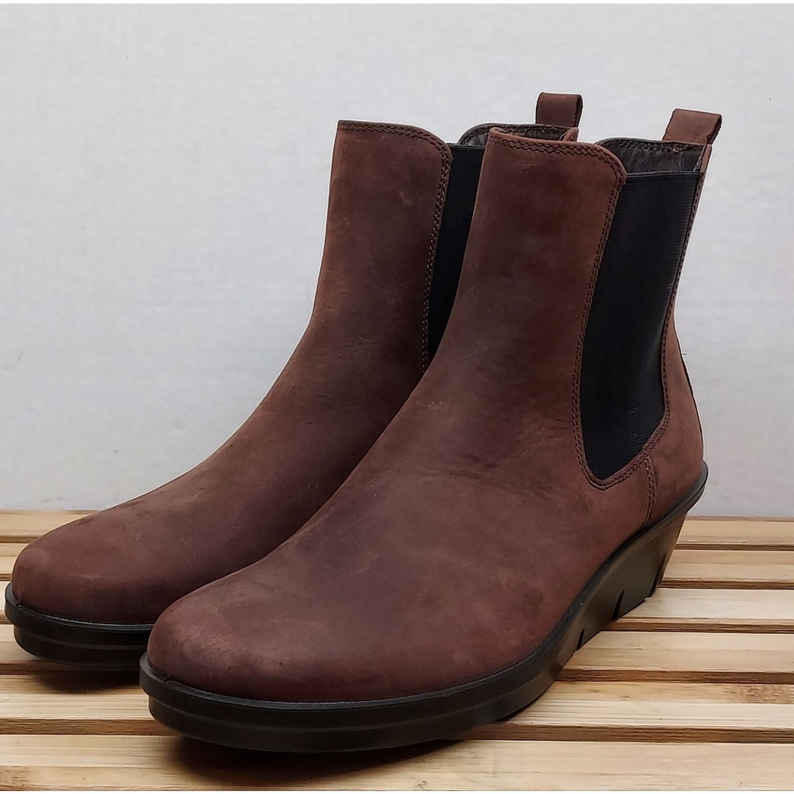 Ecco ECCO Womens Brown Skyler Wedge Leather Ankle Boots Size 10 Size US 10 / IT 40 - 1 Thumbnail