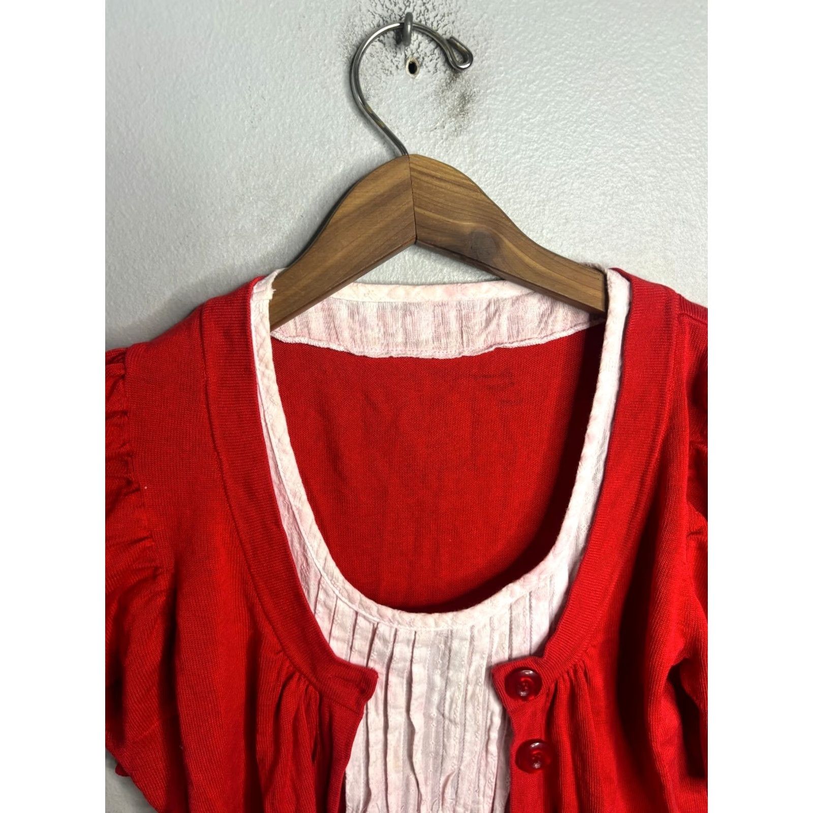 Doublet VTG 80's Cardigan Sweater Womens M Puff Sleeve Double Button Layered 6711 Size S / US 4 / IT 40 - 5 Thumbnail