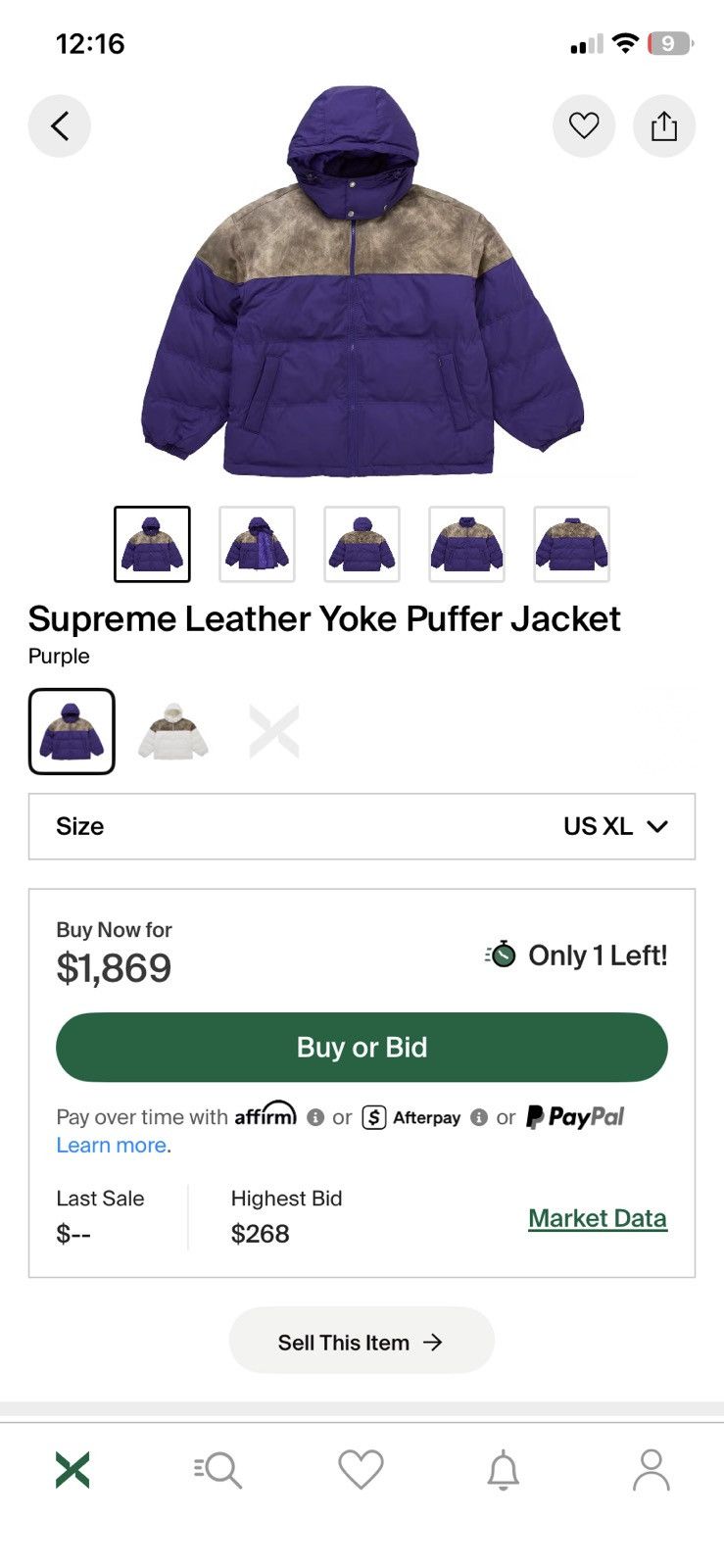 Supreme Supreme Leather Yoke Puffer Jacket “Purple” XXL FW25 Size US XXL / EU 58 / 5 - 5 Thumbnail