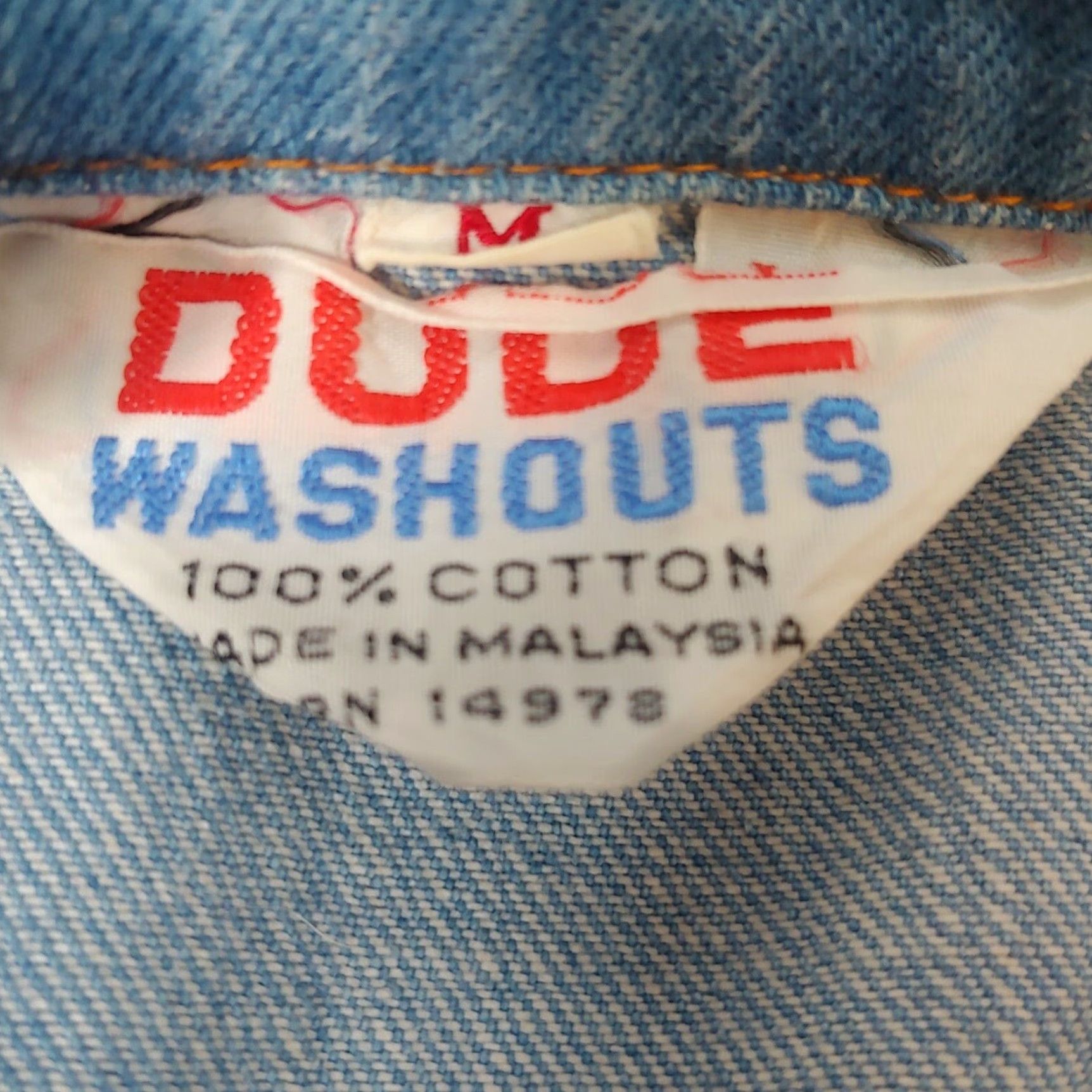 Denime VINTAGE Dude Washouts Denim Jacket Men M Western Ranch Wear Blue Size US 31 - 5 Thumbnail