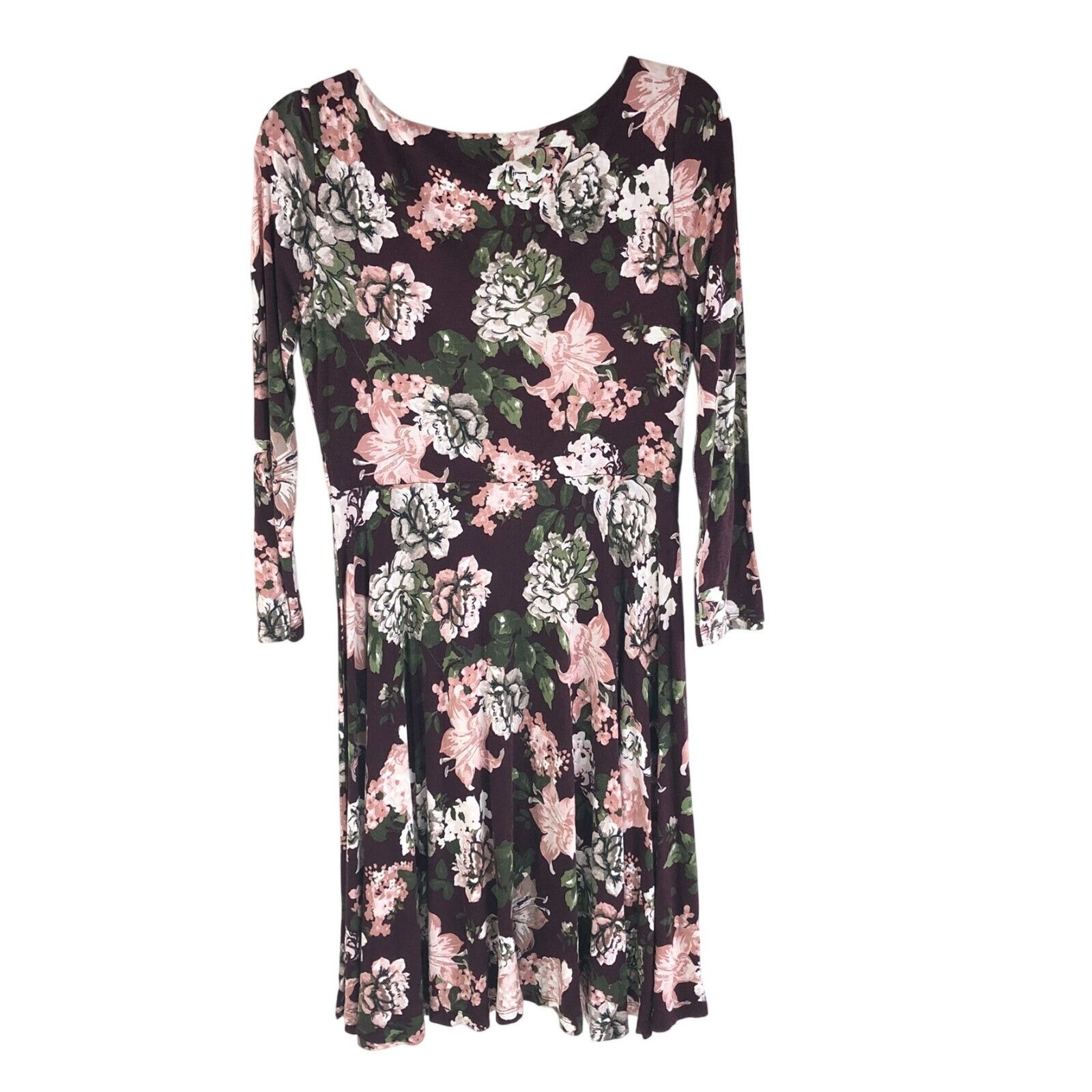 Loft Ann Taylor LOFT Floral Knit Stretch Long Sleeve Scoop Neck B Size S / US 4 / IT 40 - 2 Thumbnail