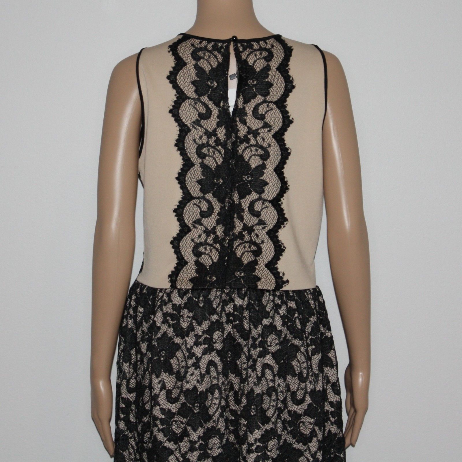 Other Wyatt Black Stretch Lace & Nude Silk Skirt Dress MSRP $260 Size L / US 10 / IT 46 - 7 Thumbnail