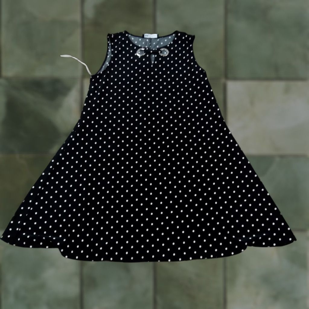 Anne Klein Anne Klein Dress Womens Large Black White Polka Dot Flowy Sleeveless Knit Size L / US 10 / IT 46 - 1 Thumbnail