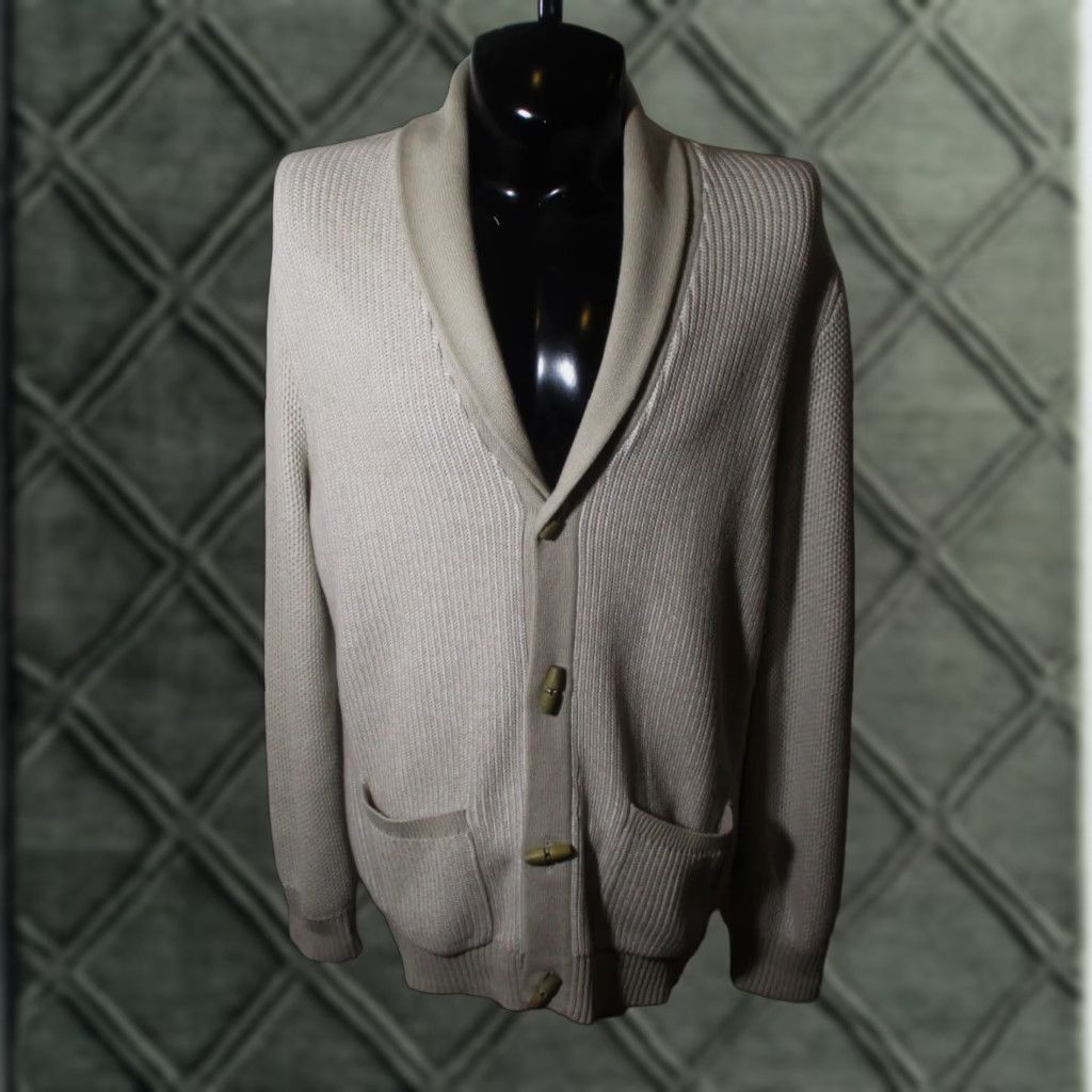 NAUTICA 100% Cotton Tan Long Sleeve Cardigan Sweater Size XL Classic Fit Casual Mens