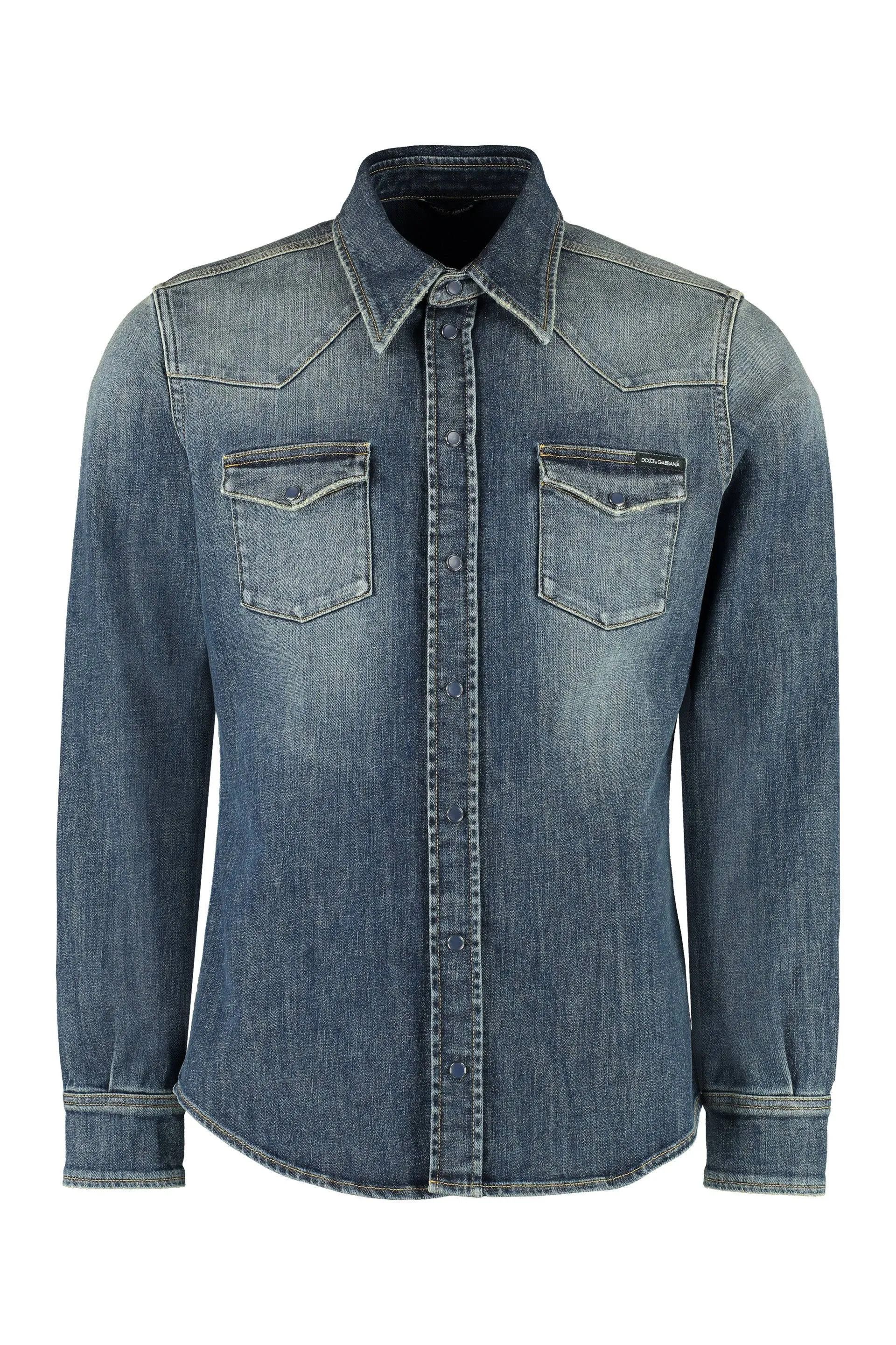 Dolce & Gabbana o1s22i1n0924 Denim Stretch Shirt in Blue Size US M / EU 48-50 / 2 - 1 Thumbnail