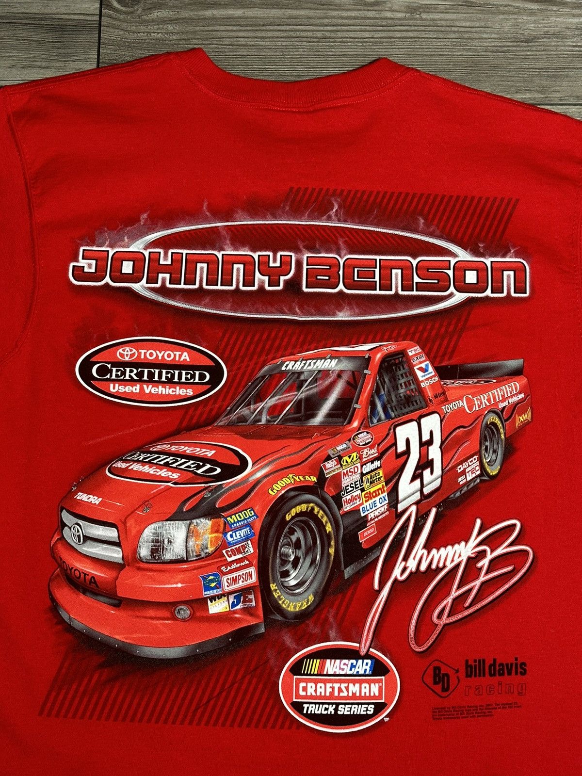 NASCAR × Vintage Y2K Autographed Johnny Benson Nascar T Shirt Size US XL / EU 56 / 4 - 4 Thumbnail