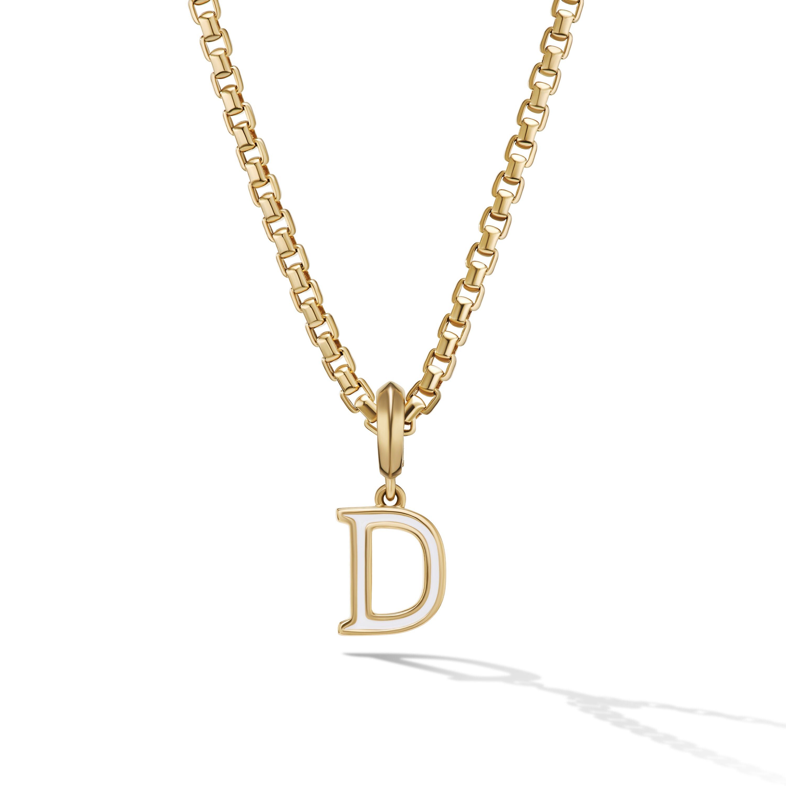 David Yurman o1w1db10325 Petite White Enamel D with 18K Yellow Gold Size ONE SIZE - 1 Thumbnail