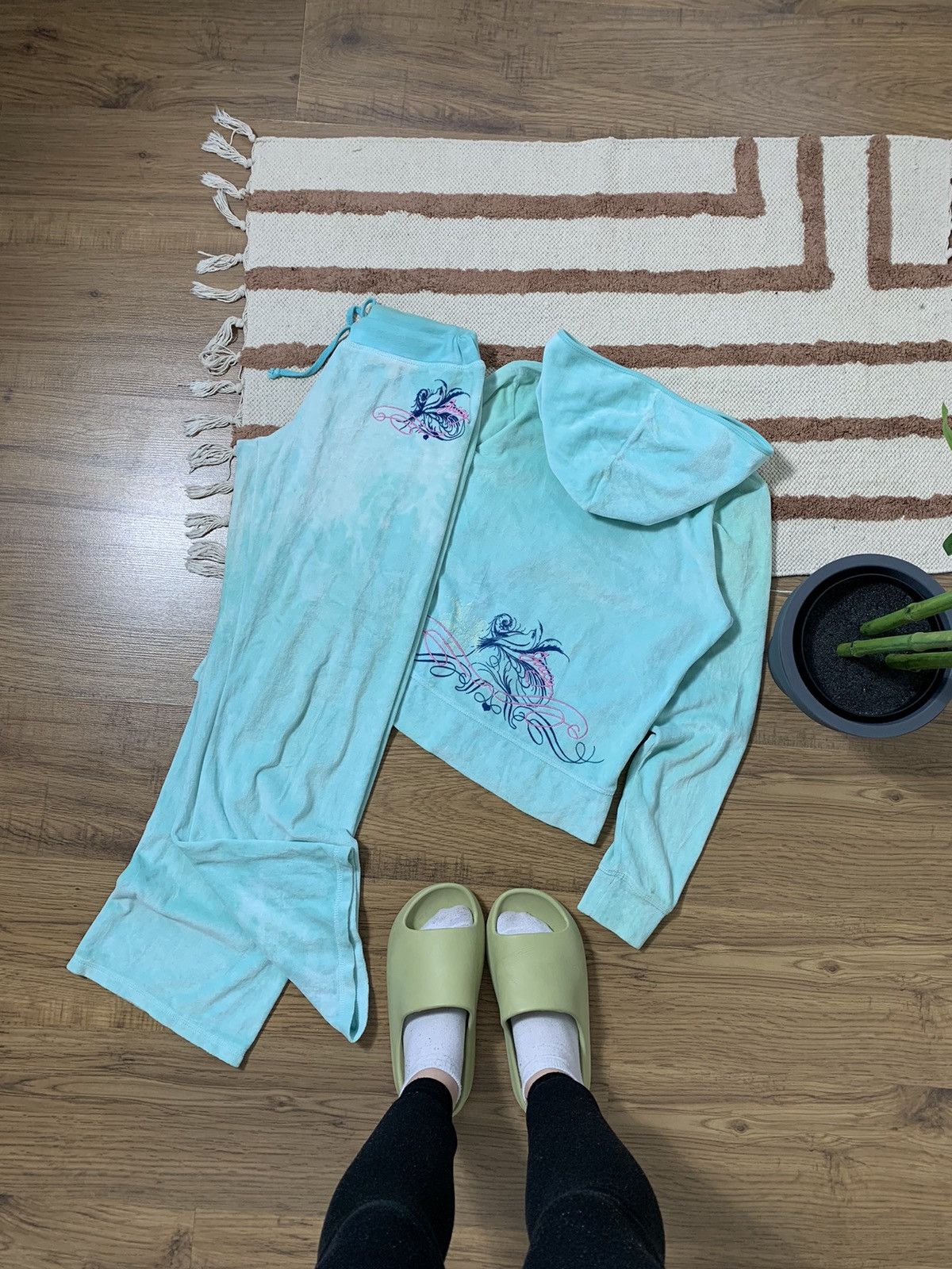 image of Velour Juicy Couture 2000S Tie Dye Tribal Tracksuit, Women's (Size Medium)