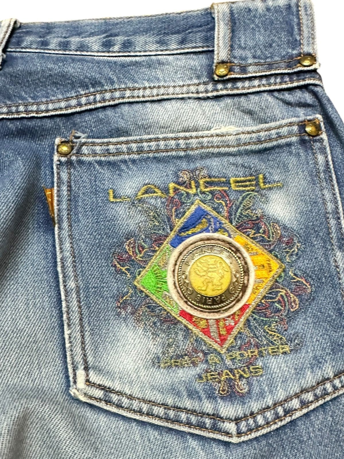 Lancel Vintage Lancel Paris Faded Wash Distressed Denim Size US 32 / EU 48 - 9 Thumbnail