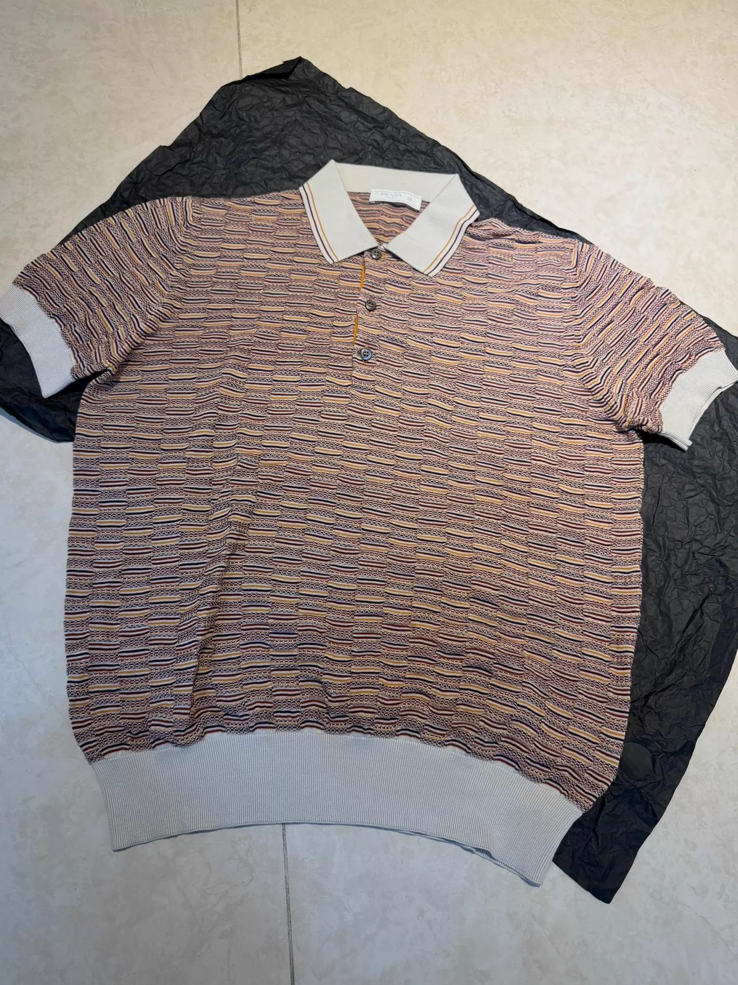 Prada PRADA Knit Polo Short Sleeve Colorblock Floral Old Money 48 Size US M / EU 48-50 / 2 - 1 Thumbnail