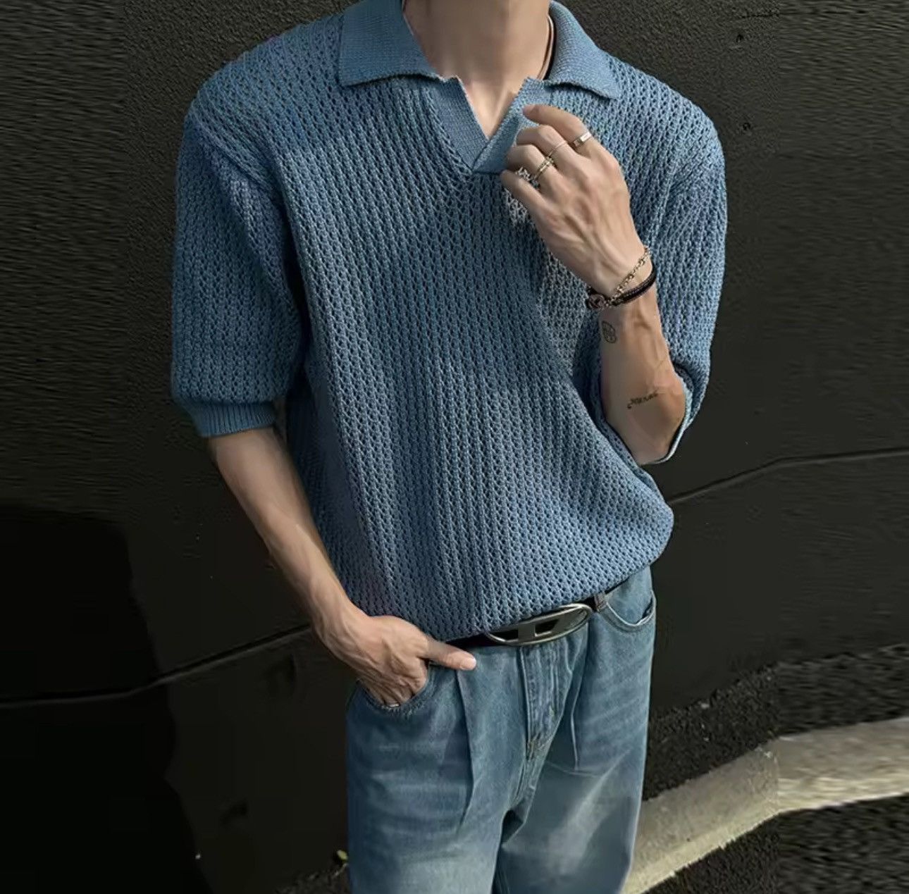 Japanese Brand Retro Streetwear Knitted V Neck Solid Casual Shirt Size US M / EU 48-50 / 2 - 5 Thumbnail