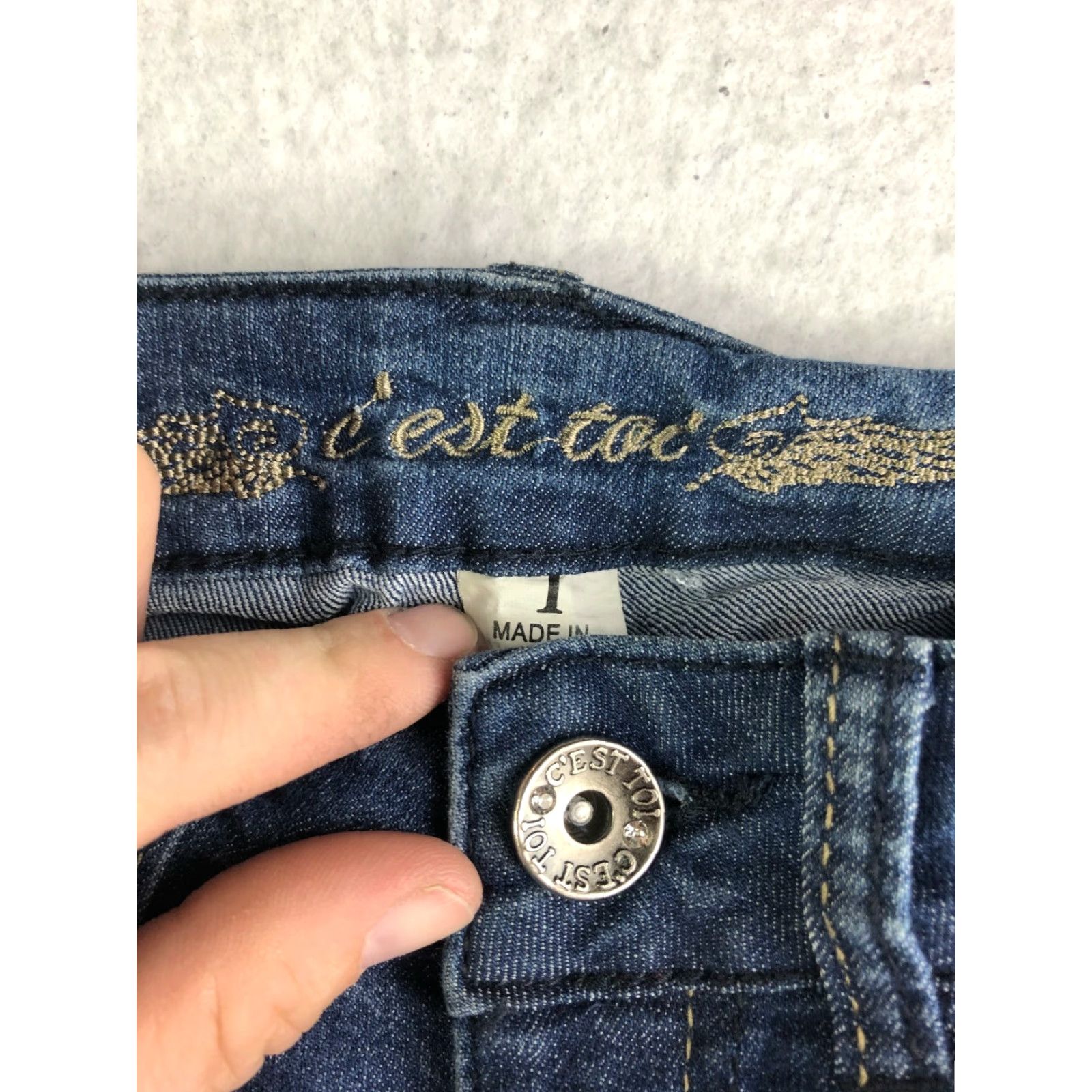 Denime C'est Toi Jeans Juniors Size 1 Mid Rise Dark Wash Blue Denim Jeans - Regular Fit, Zip, Cotton, Denim, Women's? Size 25" / US 0 / IT 36 - 7 Thumbnail