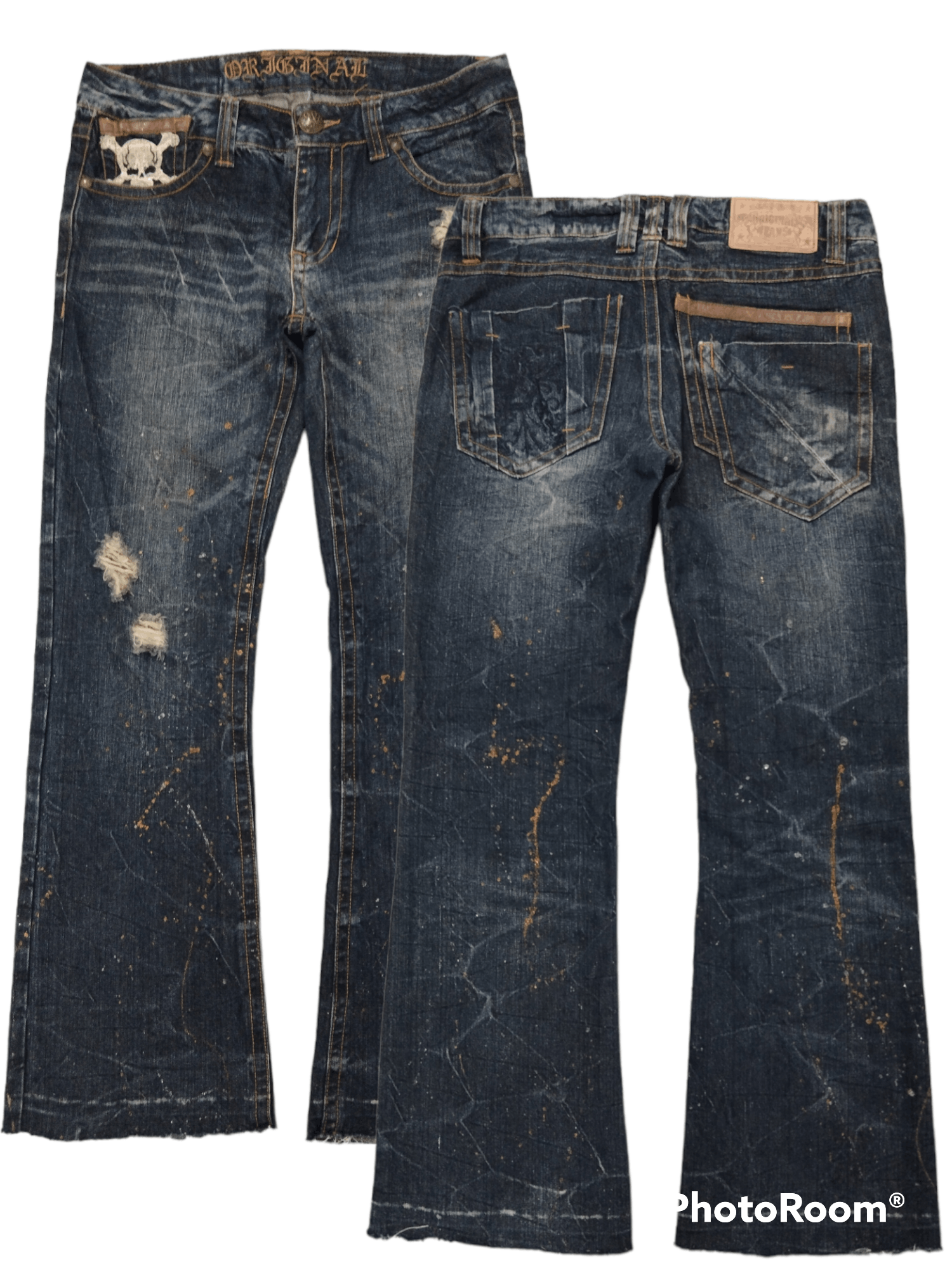 Japanese Brand FLARE SICK SPLATTER ORIGINAL JEANS DENIM PANTS Size US 31 - 1 Thumbnail