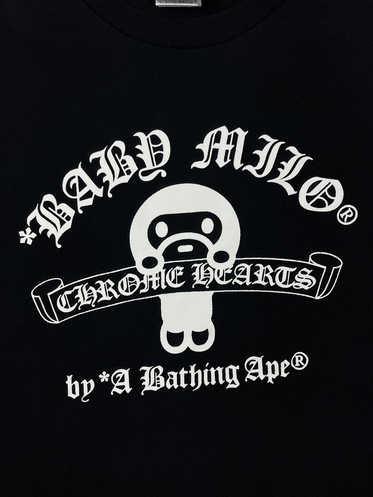 CHROME HEARTS BABY MILO Tシャツ ブラック 2009 Chrome Hearts x Bape Baby Milo T-shirt - TokoPyramid