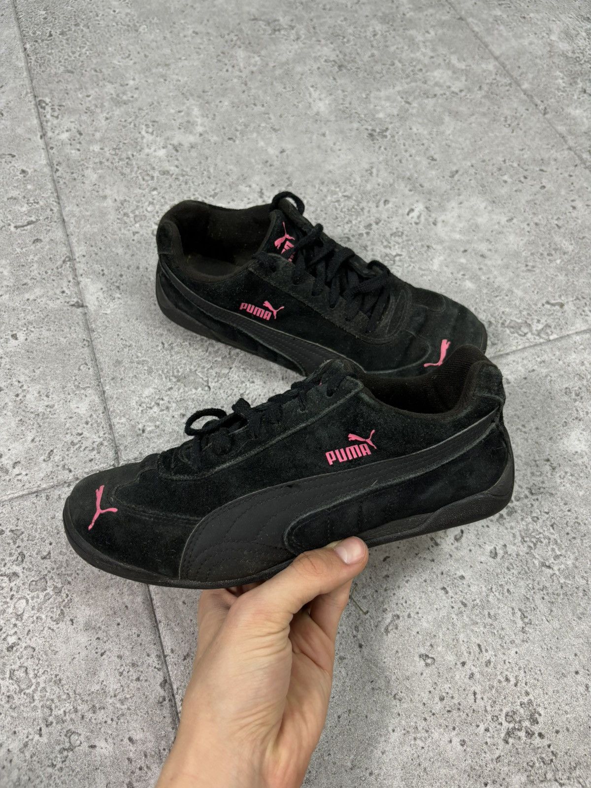 Vintage Puma Speed Cat Y2K 00s Low Top Sneakers Black Suede