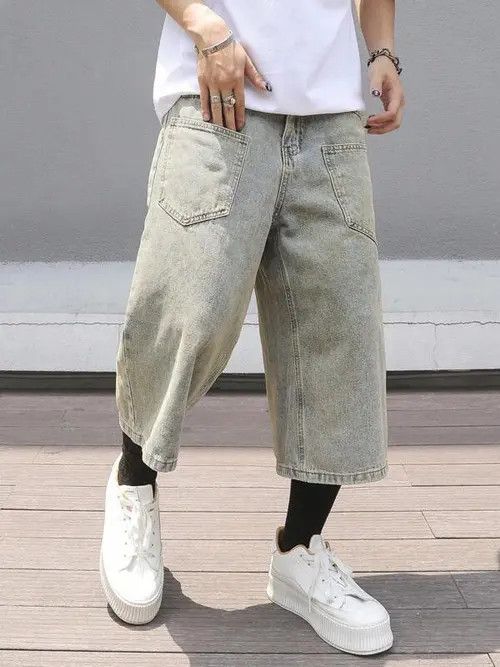 Japanese Brand × Vintage WASHED Y2K Vintage denim jorts shorts Size US 34 / EU 50 - 2 Thumbnail