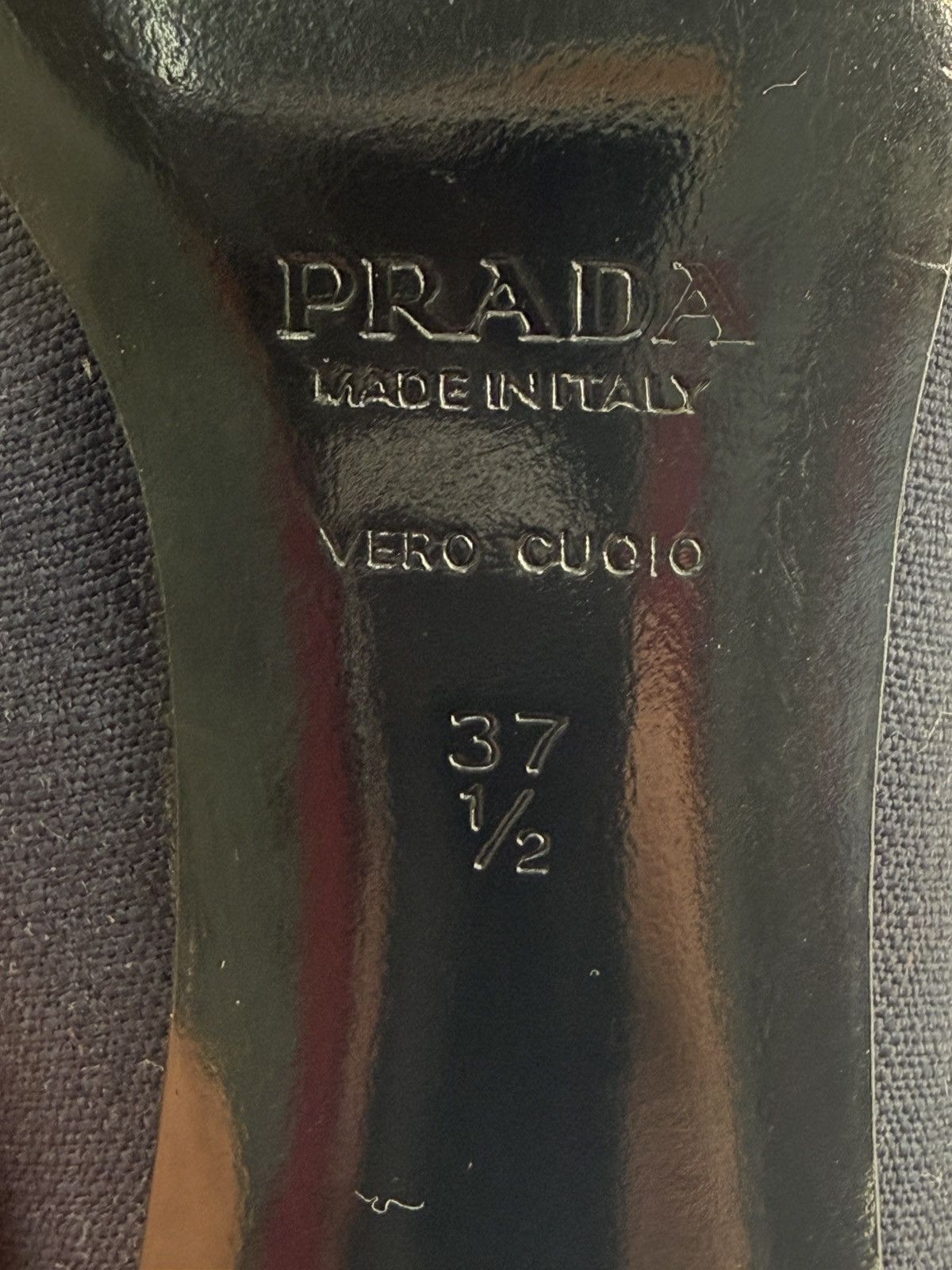 Prada Prada Navy Denim like chunky heels with buckle size 37 1/2 Size US 8 / IT 38 - 8 Thumbnail