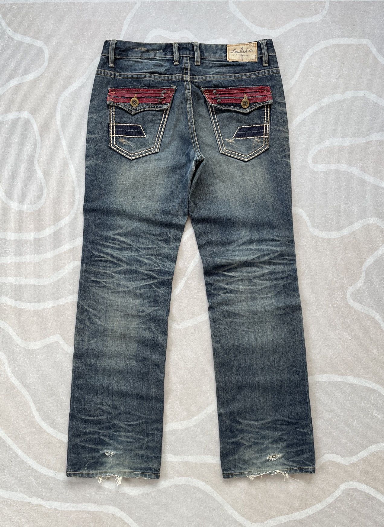 Designer Lolita Distressed Jeans (P104) Size US 34 / EU 50 - 2 Thumbnail