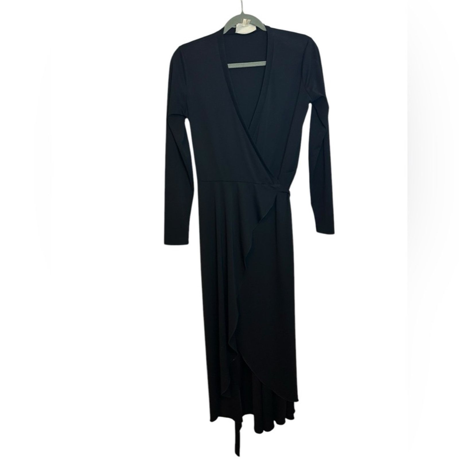 Nicole Miller Nicole Miller Atelier Black Long Sleeve Ruffle Wrap Dress Size XS / US 0-2 / IT 36-38 - 1 Thumbnail