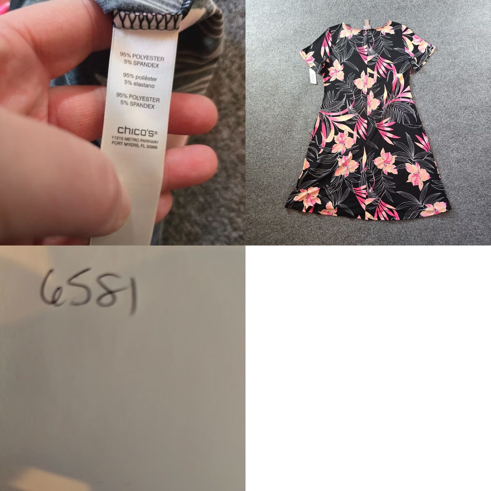 Vintage Chicos Dress Womens Size Small Black Pink Floral Tropical Aloha Hawaii Casual Size S / US 4 / IT 40 - 8 Thumbnail